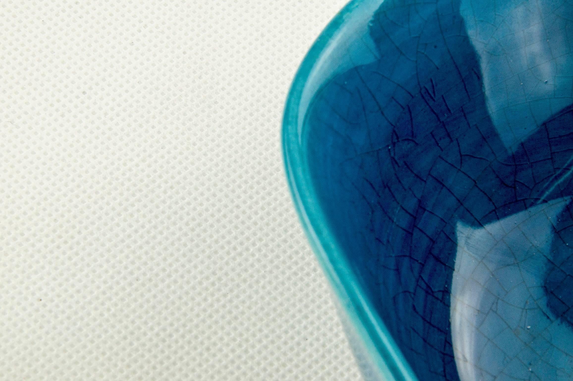 Italian French Blue Cup / Centrepiece in Cracked Ceramic