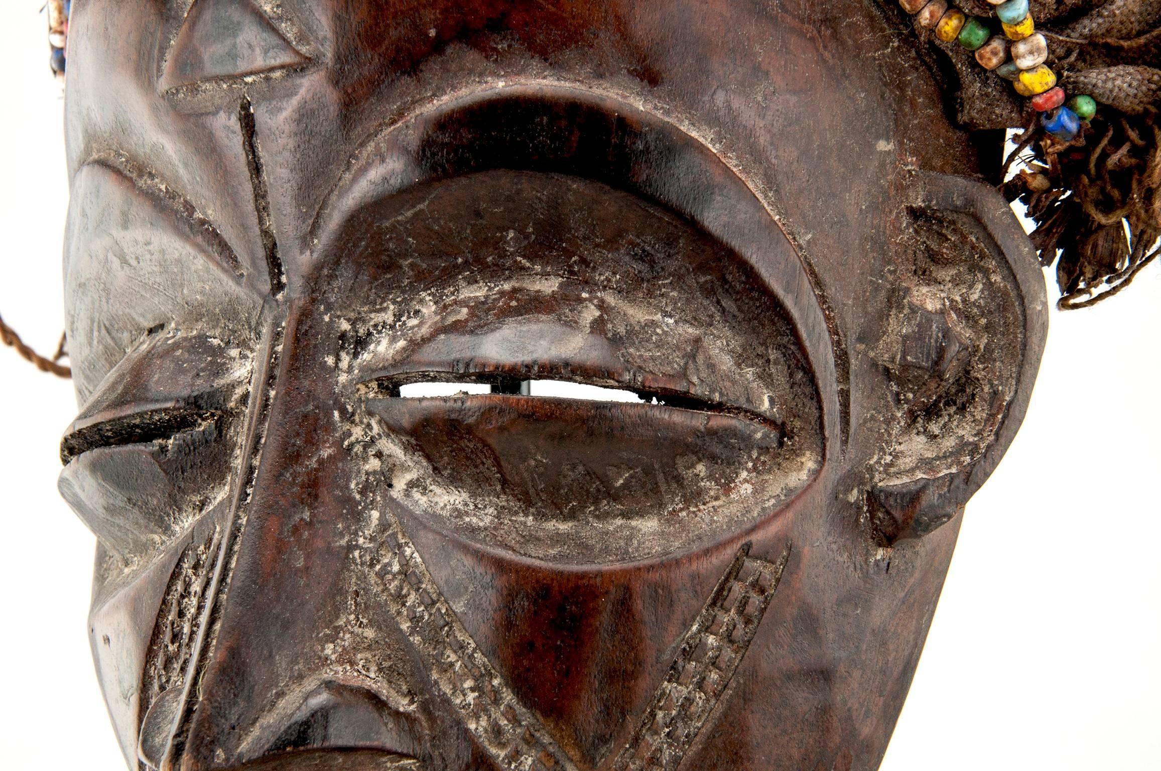 Measures: Total height 24.40 inches (62cm))
Highly decorative wood African mask
African sculpture
Sold with its pedestal.