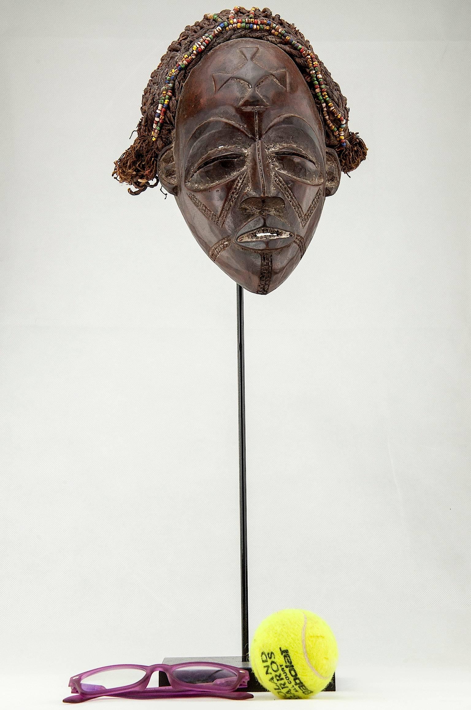 Dutch Colonial Highly Decorative Wood African Mask