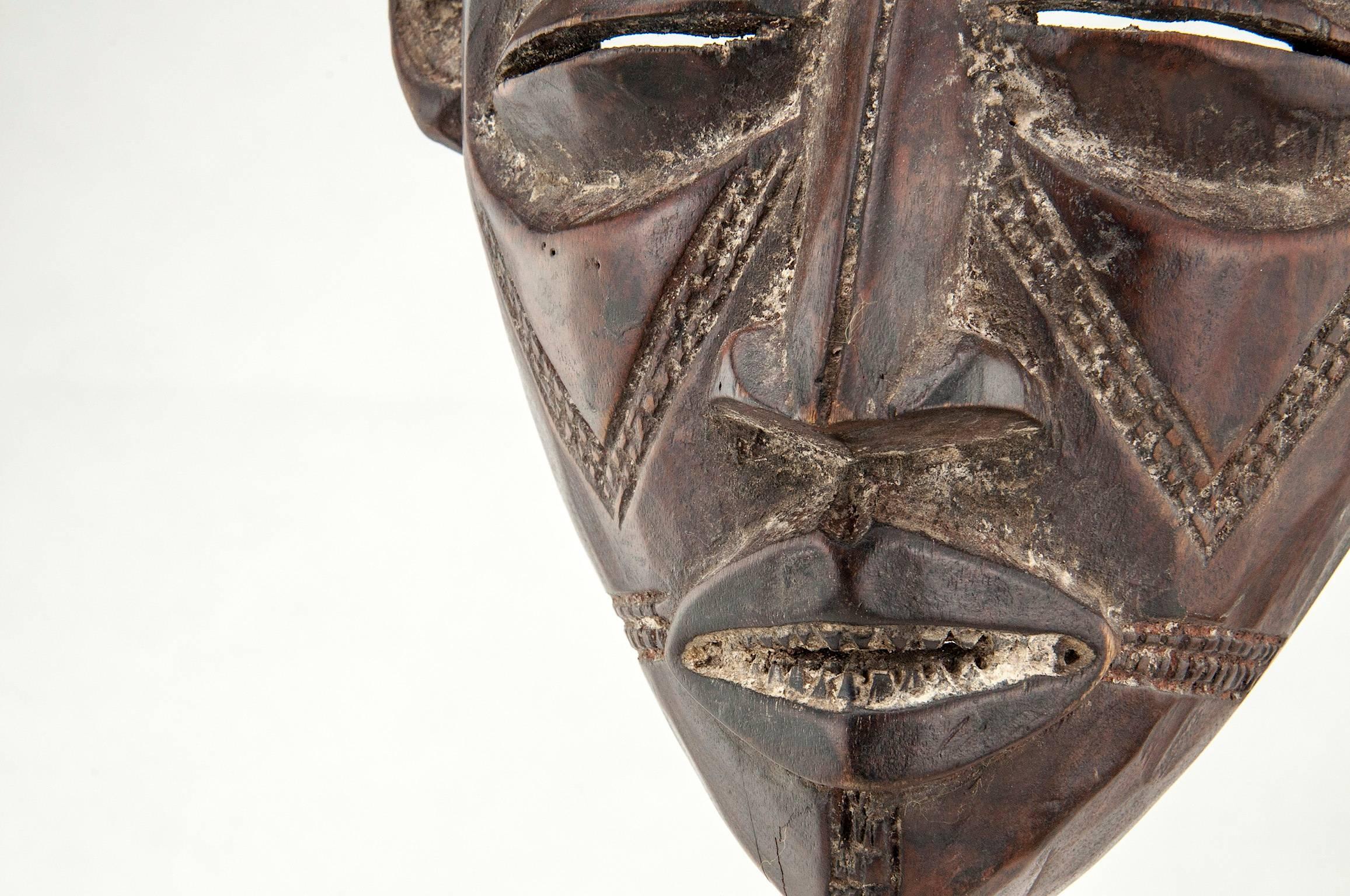 20th Century Highly Decorative Wood African Mask