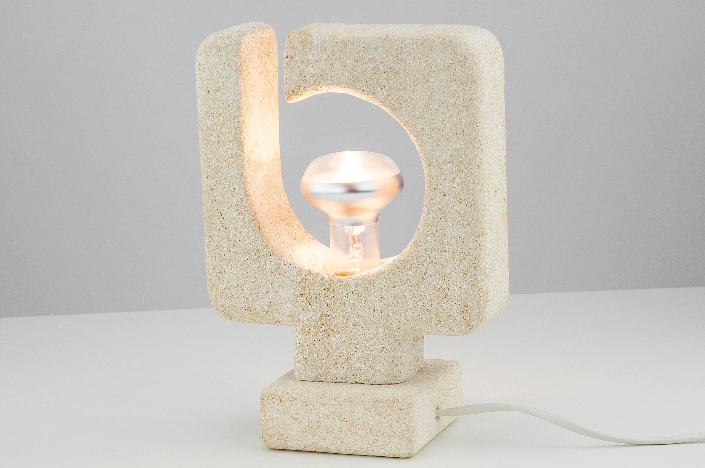 Mid-Century Modern Sculptural 1970 Stone Table Lamp by Albert Tormos
