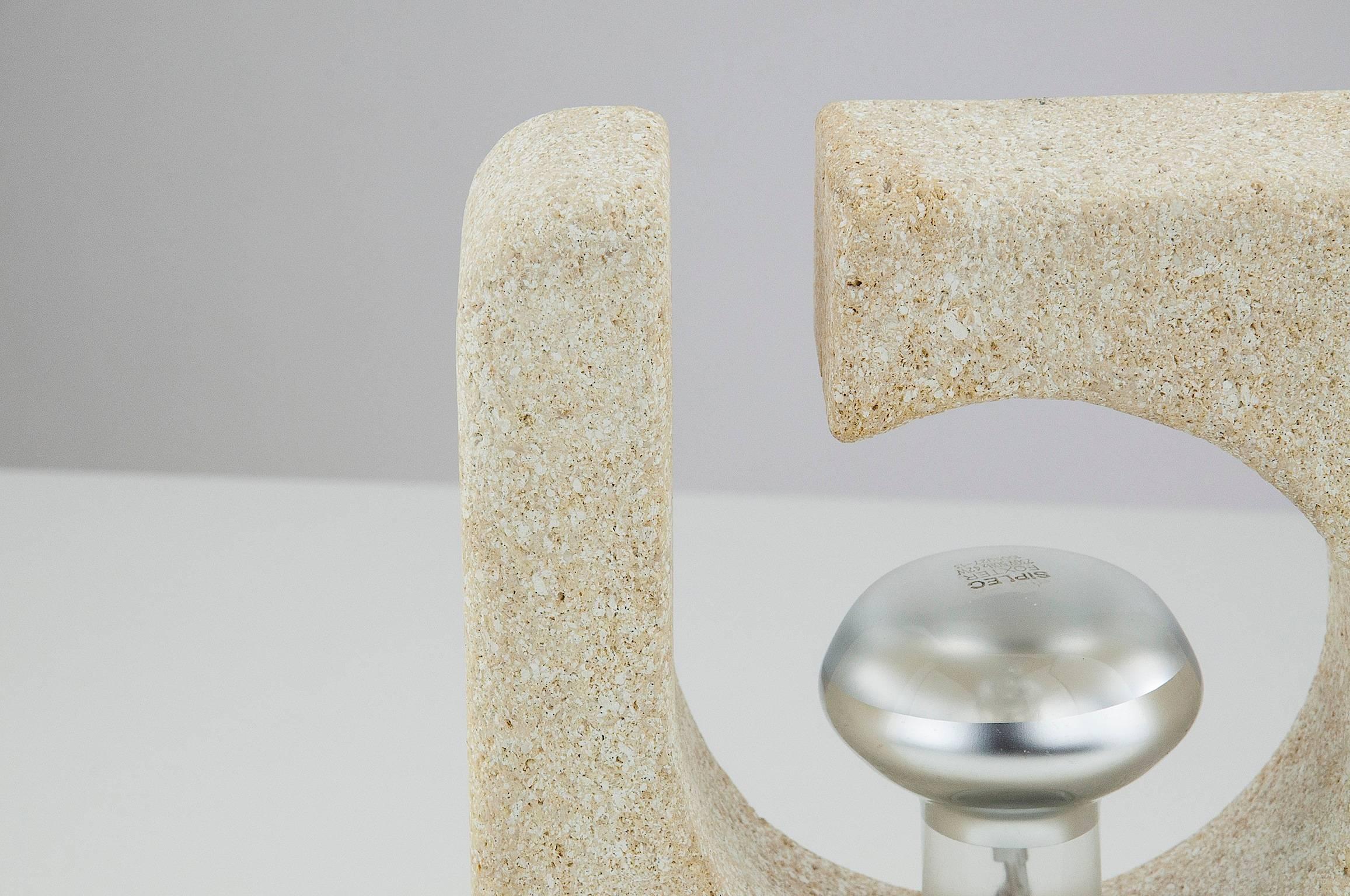 Sculptural 1970 Stone Table Lamp by Albert Tormos In Excellent Condition In Auribeau sur Siagne, FR