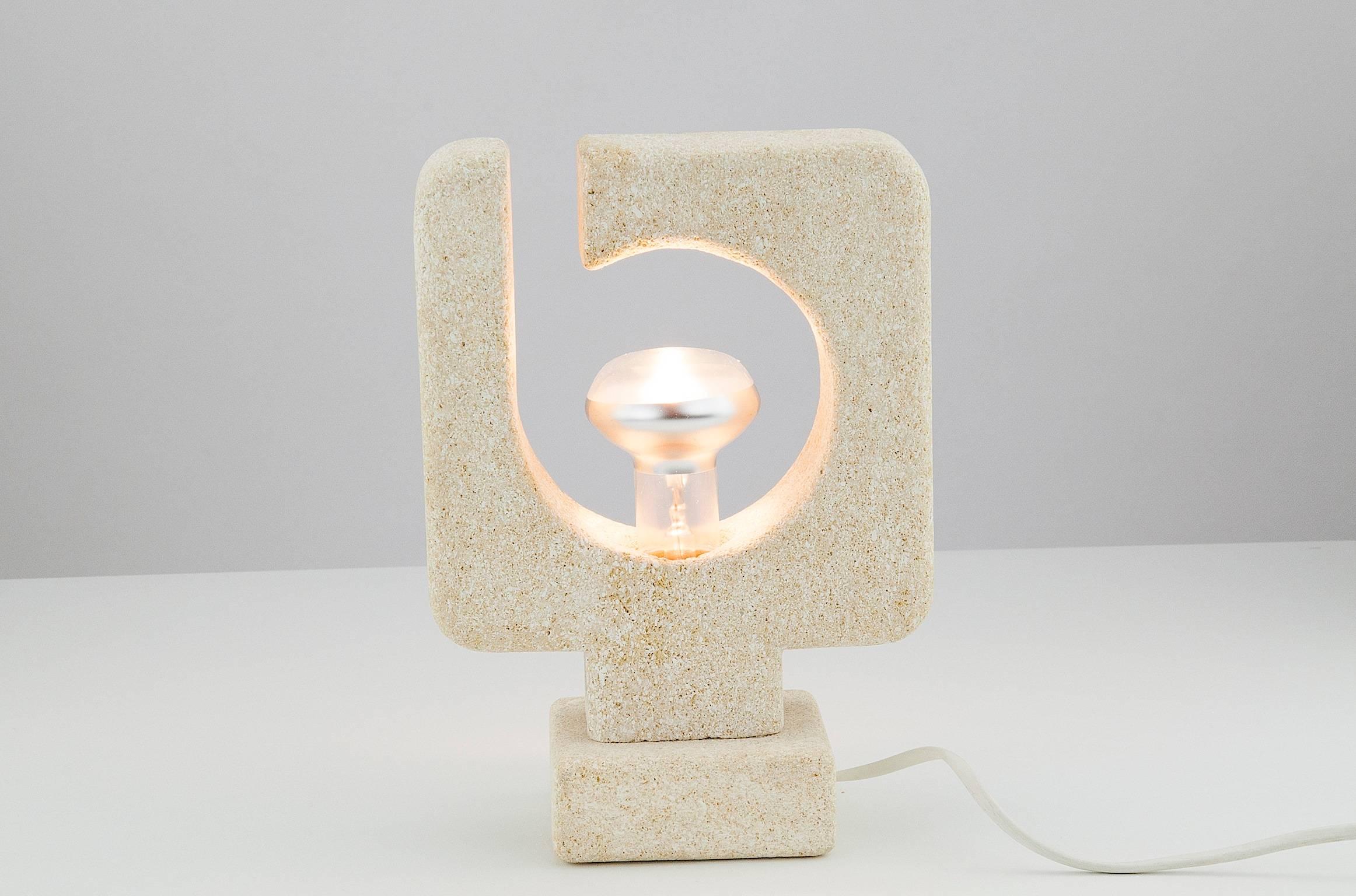 Sculptural 1970 Stone Table Lamp by Albert Tormos 1