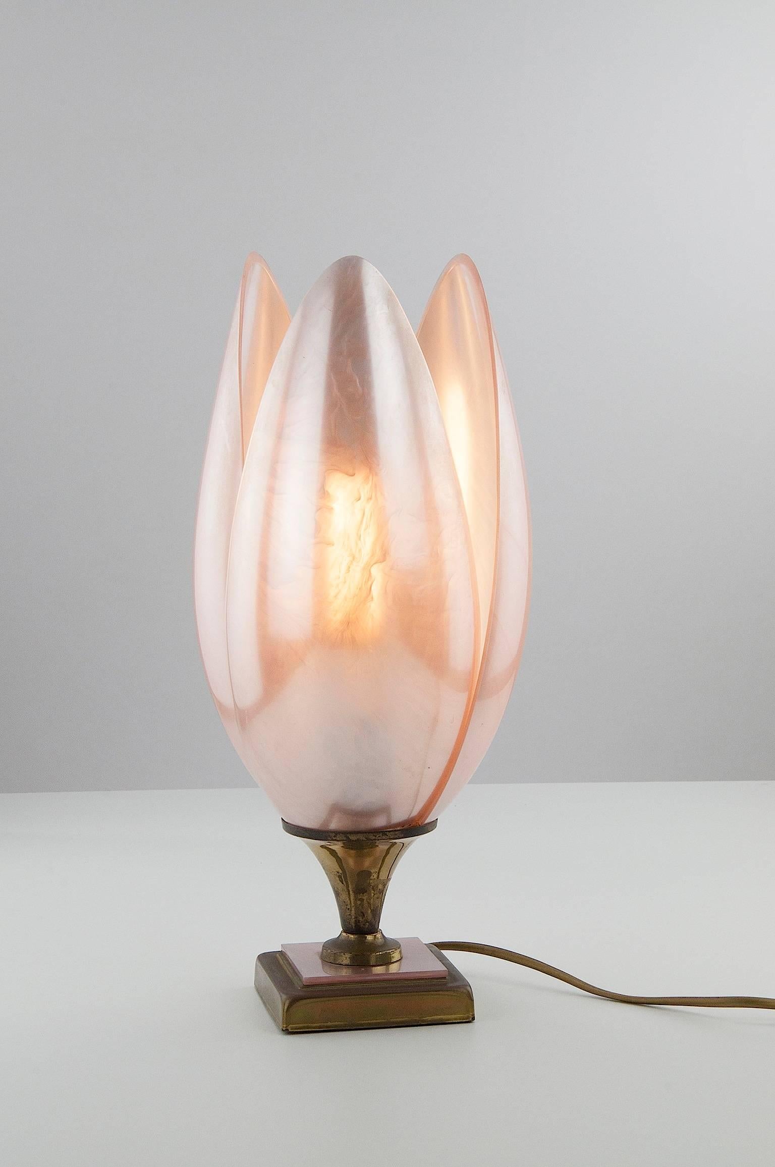 Mid-Century Modern Rougier Pink Three Petals Table Lamp