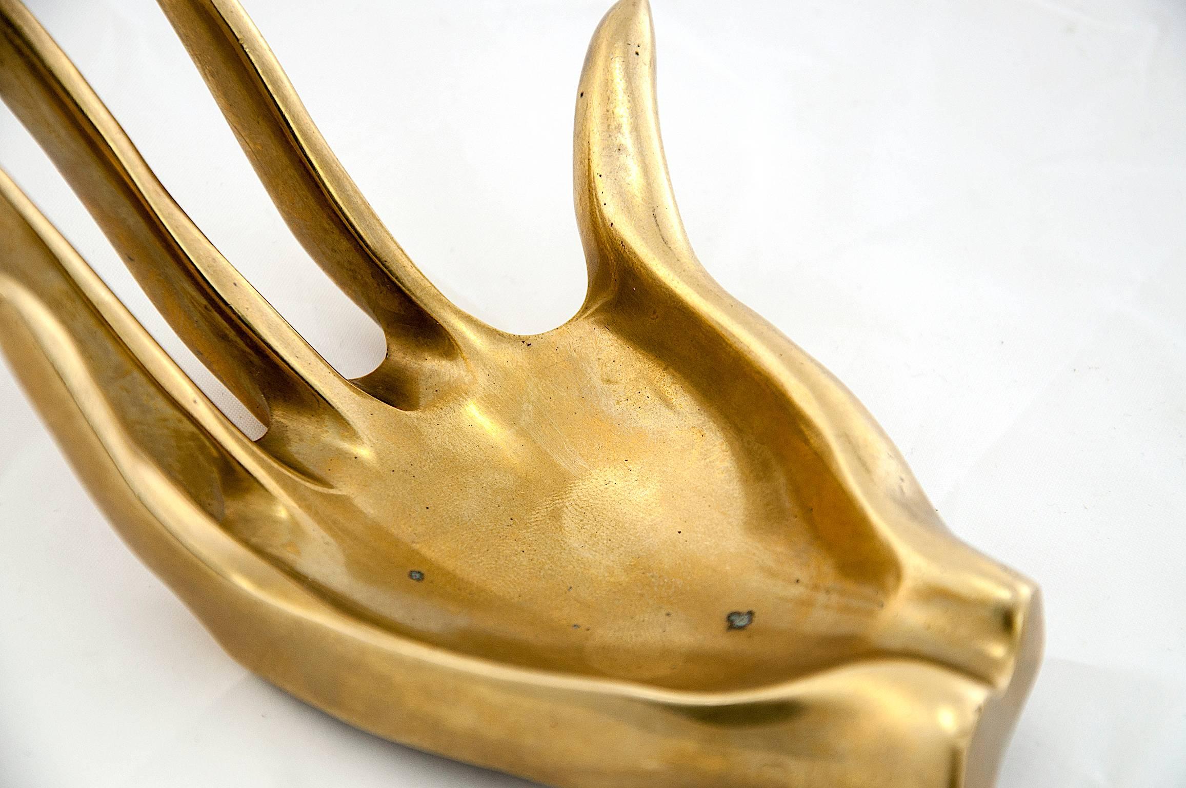 French Brass Hand Ashtray in the Style of Hagenauer
