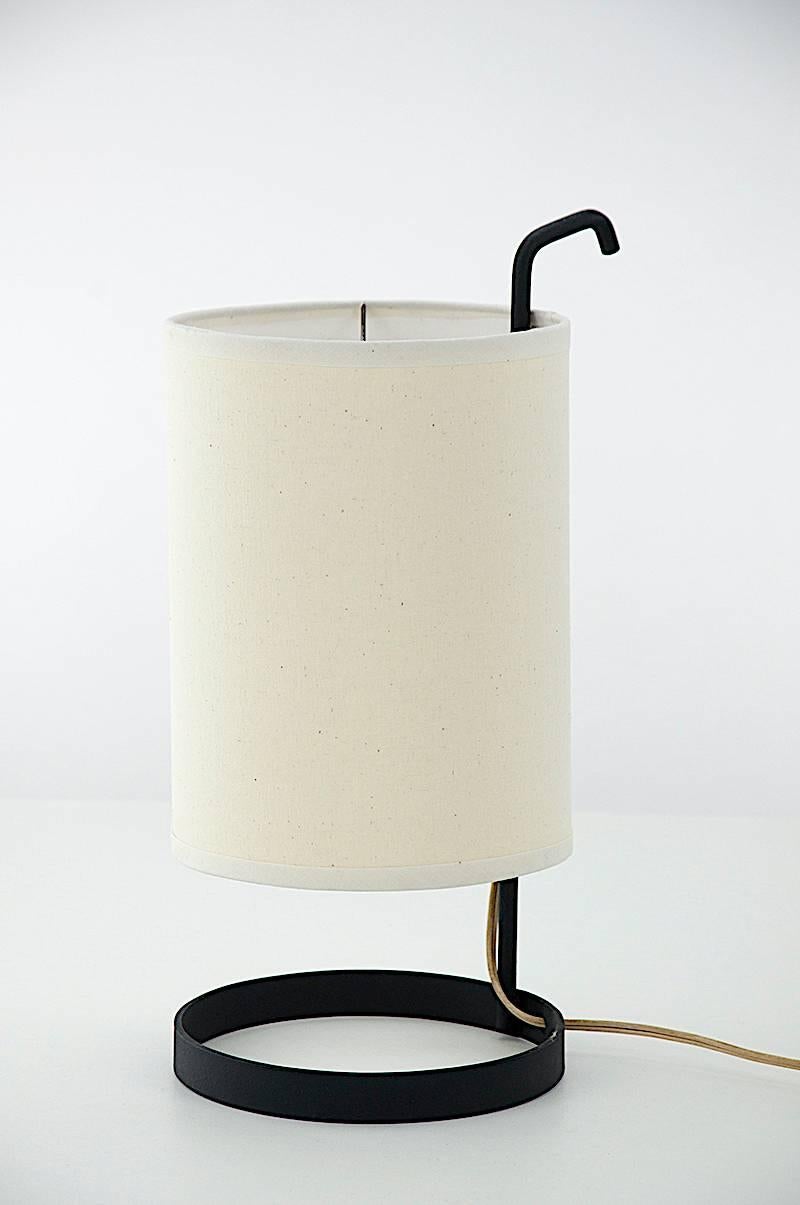 French 1950 Metal and Fabric Table Lamp 2