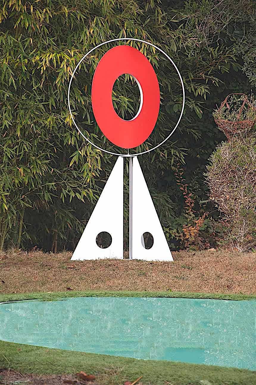 Contemporary Outdoor Large Asbtract Steel Painted Sculpture, Model Eclipse 2