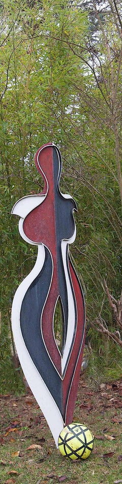 Contemporary Outdoor Large Abstract Metal Painted Sculpture, Model Plume