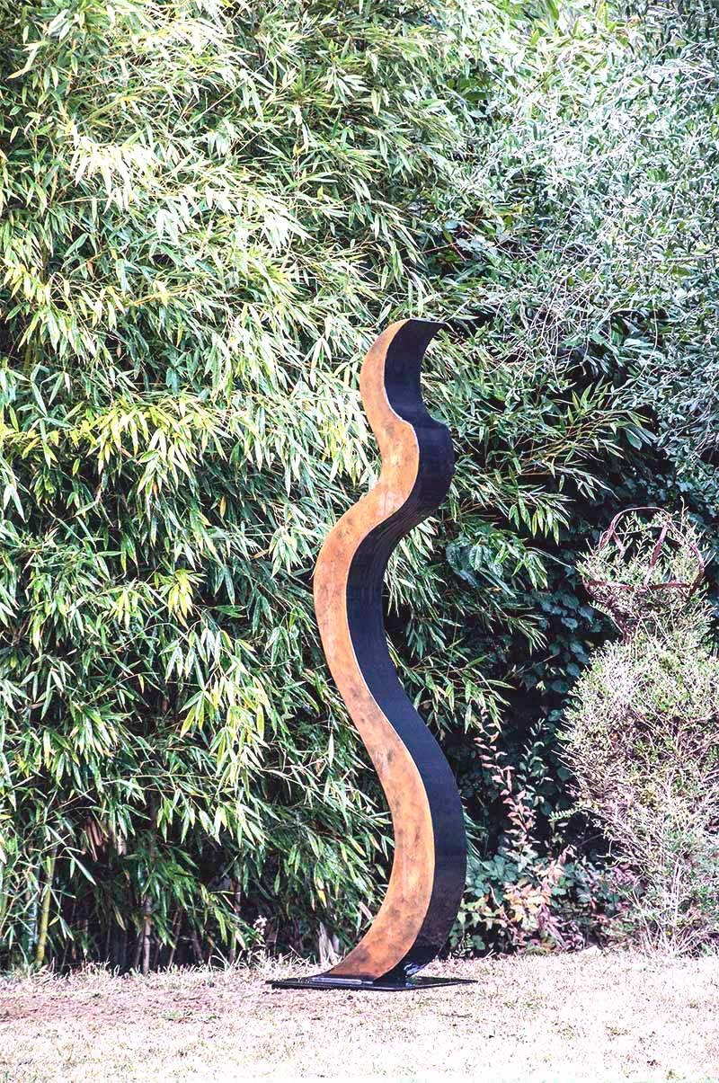 Brutalist Contemporary Outdoor Large Abstract Steel Painted Sculpture, Model Silhouette