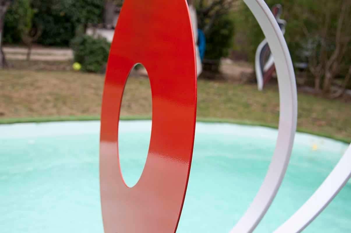 Lacquered Contemporary Outdoor Large Abstract Steel Painted Sculpture, Model VEGA