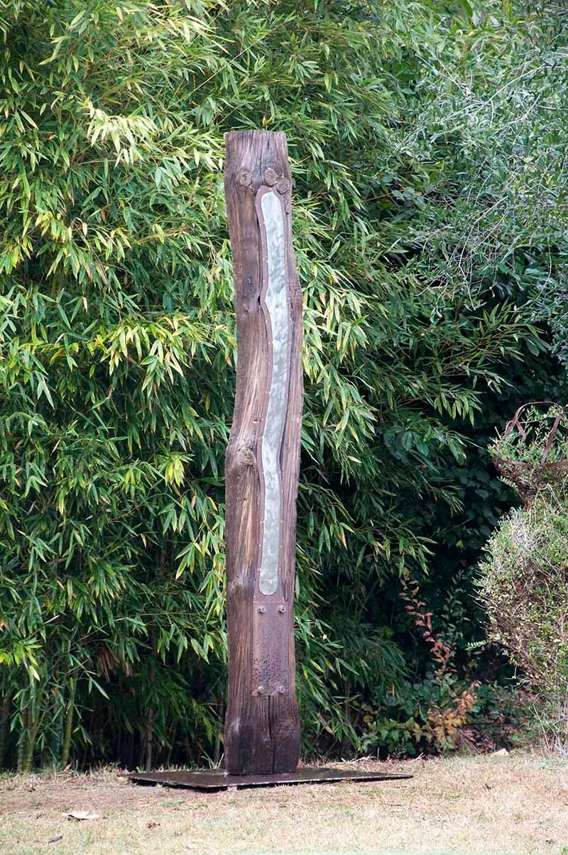 Late 20th Century Contemporary Outdoor Large Abstract Wood and Steel Sculpture, Model Traverse