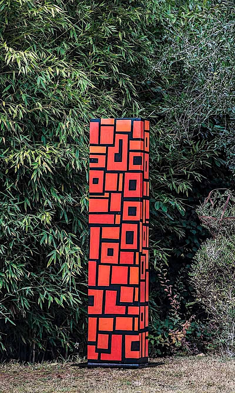 Contemporary Outdoor Large Abstract Steel Painted Sculpture, Model Totem 3