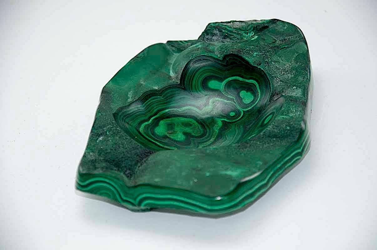 Large Malachite Ashtray or Vide Poche with Polished Scoop 2