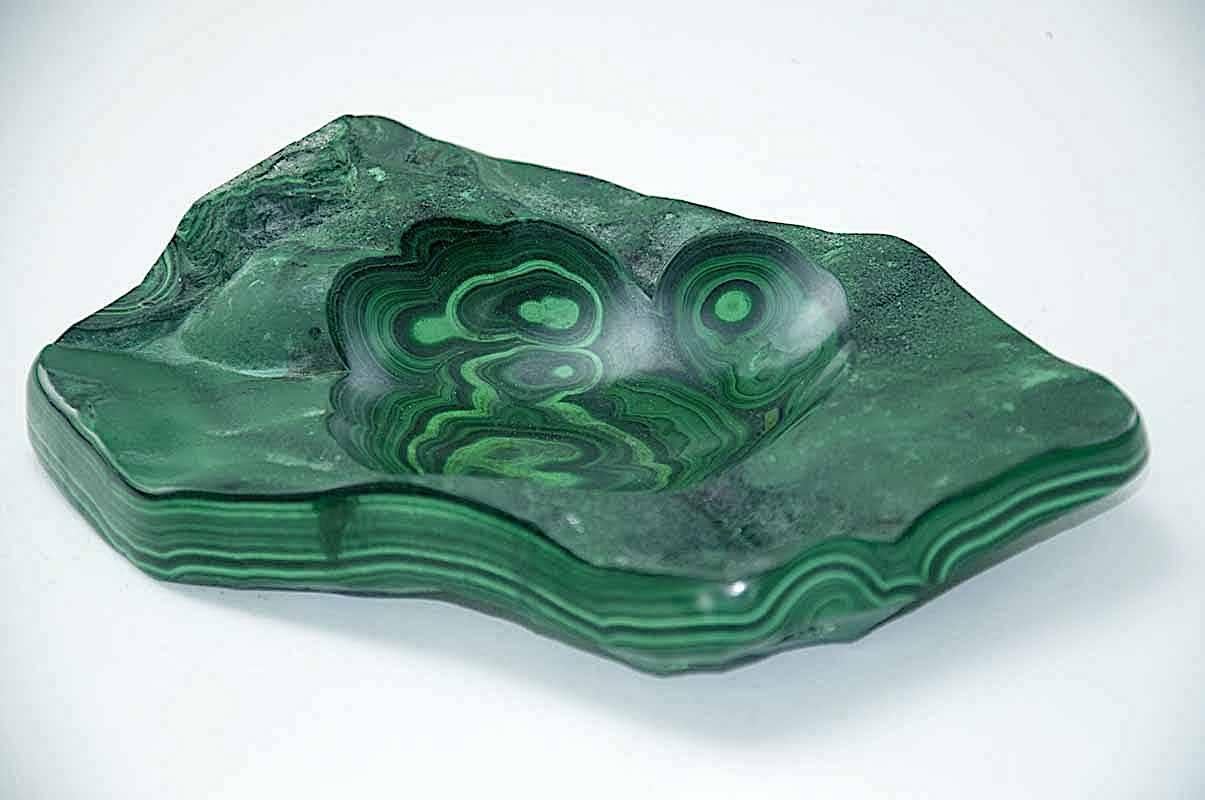 Large Malachite Ashtray or Vide Poche with Polished Scoop 3