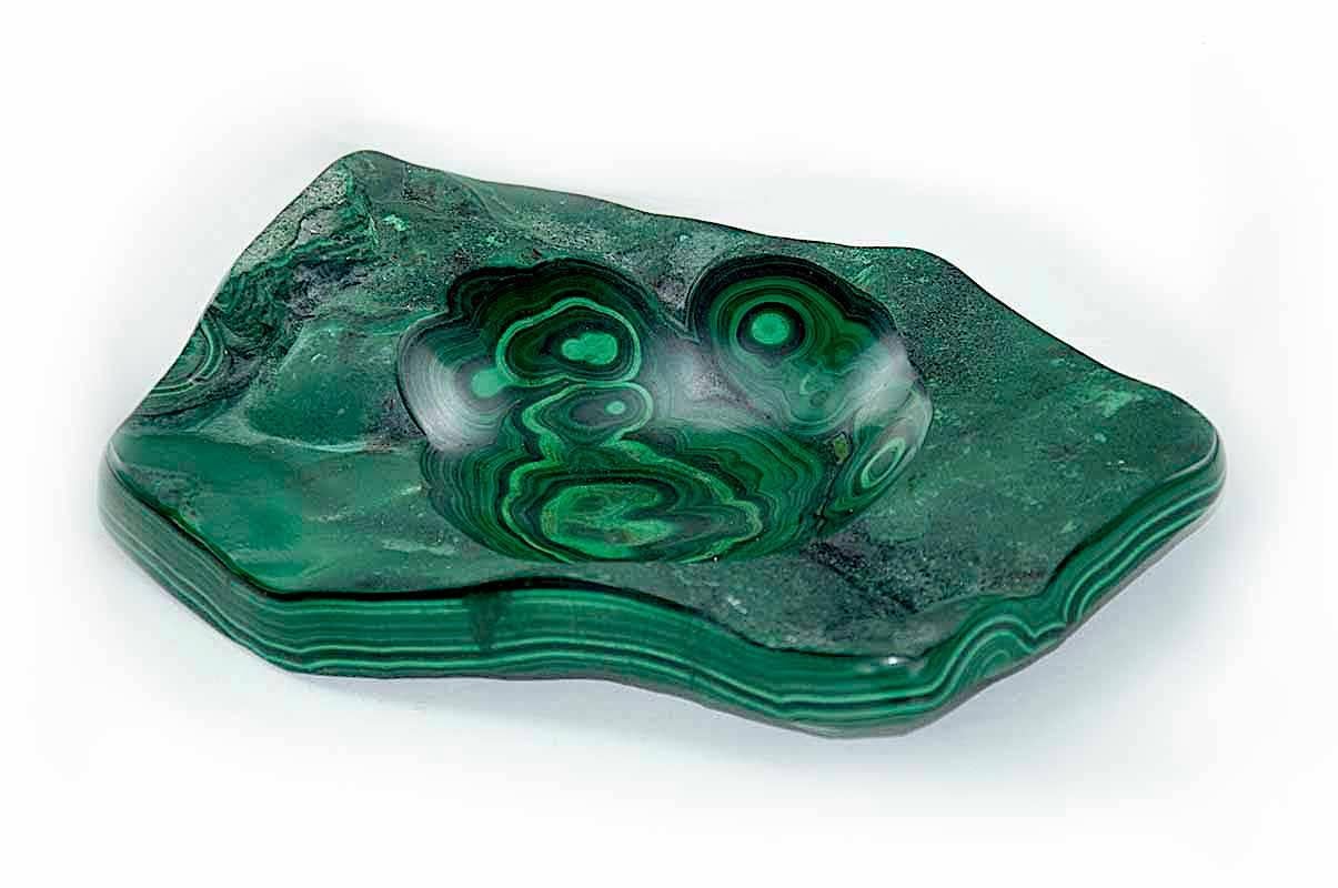 Large Malachite Ashtray or Vide Poche with Polished Scoop 4