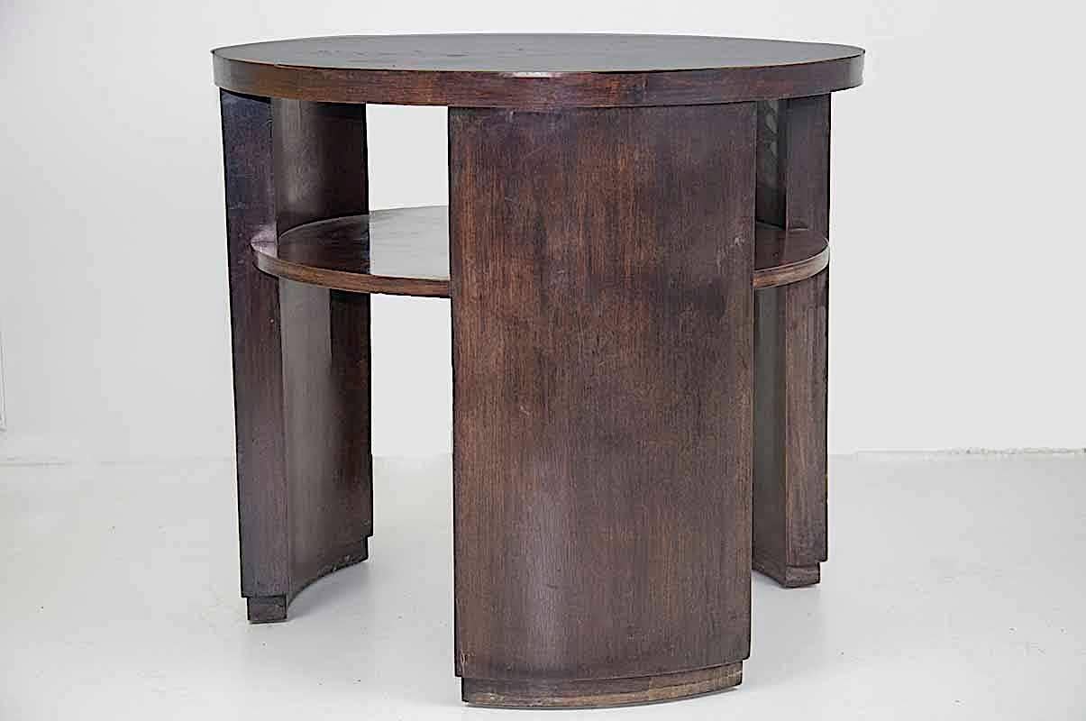 French Art Deco Gueridon Made with a Wood Structure and a Saint Gobain Top Glass 5