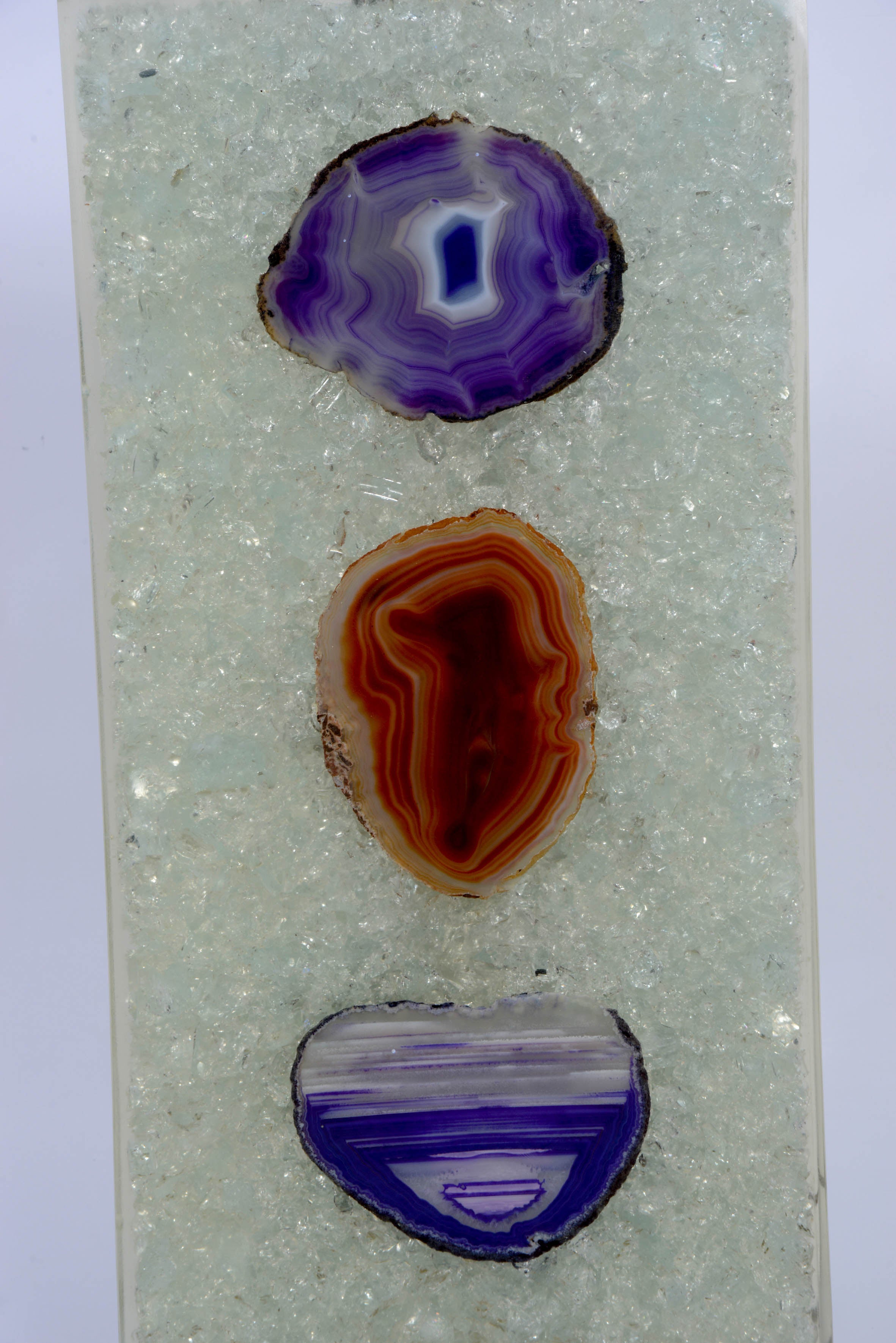 Pair of table lamps in resin and agate.