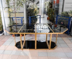 Dining Table Re-Covered with Black Glass in Four Elements