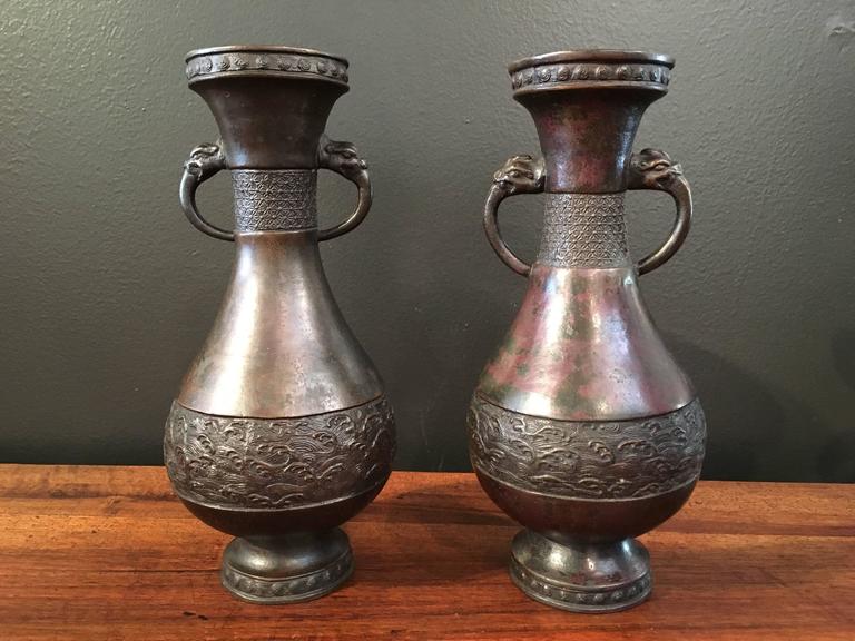 18th Century and Earlier Assembled Chinese Late Yuan / Early Ming Dynasty Bronze Garniture For Sale