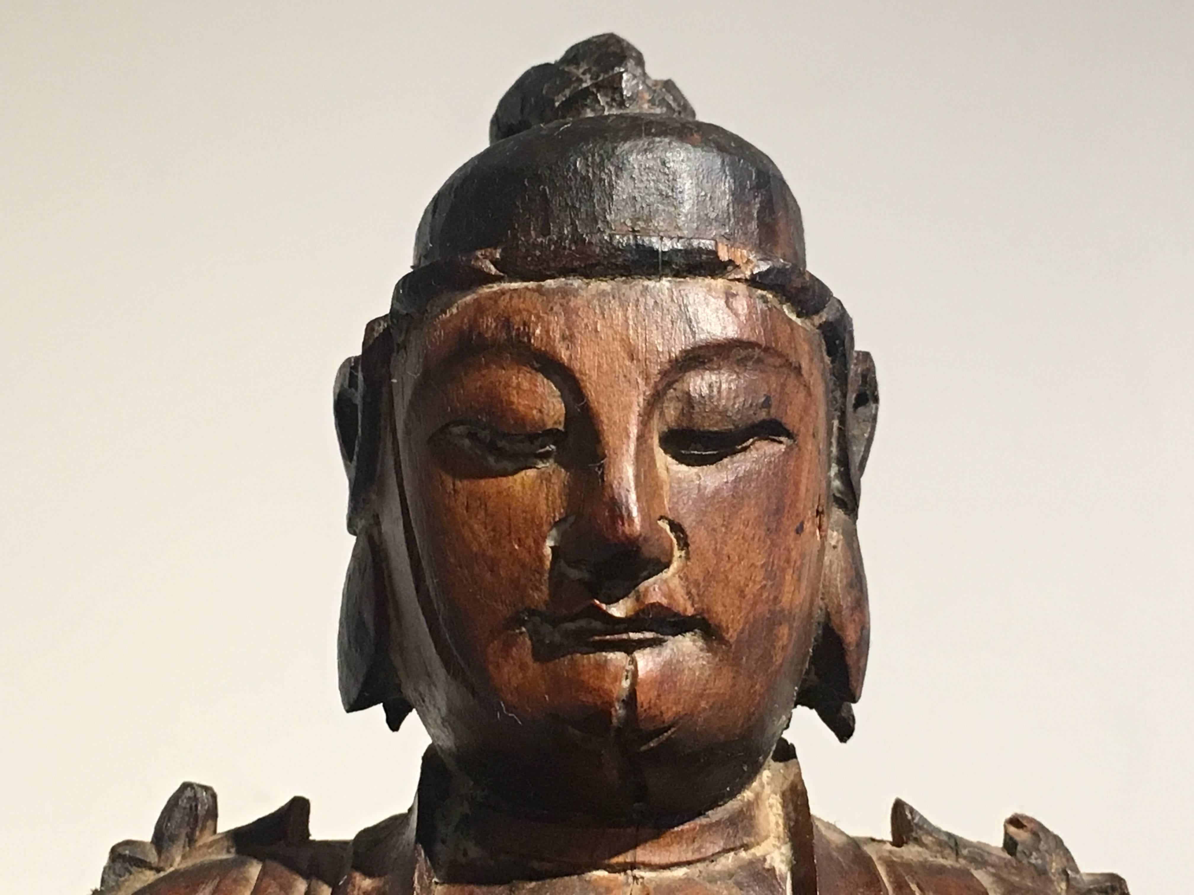 Hand-Carved  Small Song Dynasty Carved Wood Bodhisattva, 13th Century, China For Sale