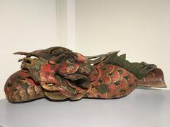 Chinese Folk Carved and Painted Wooden Dragon