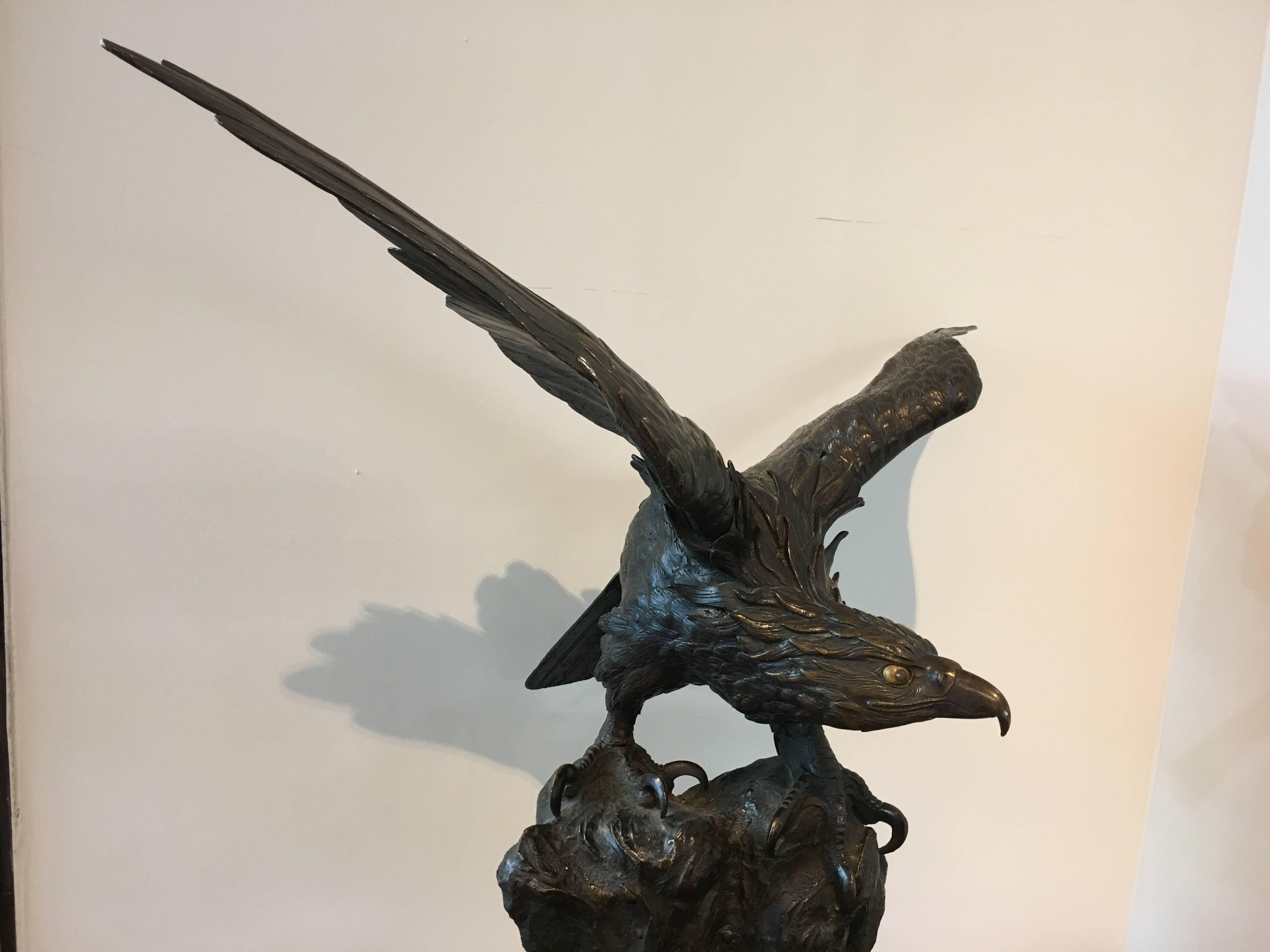 Cast Large Japanese Meiji Period Bronze Eagle