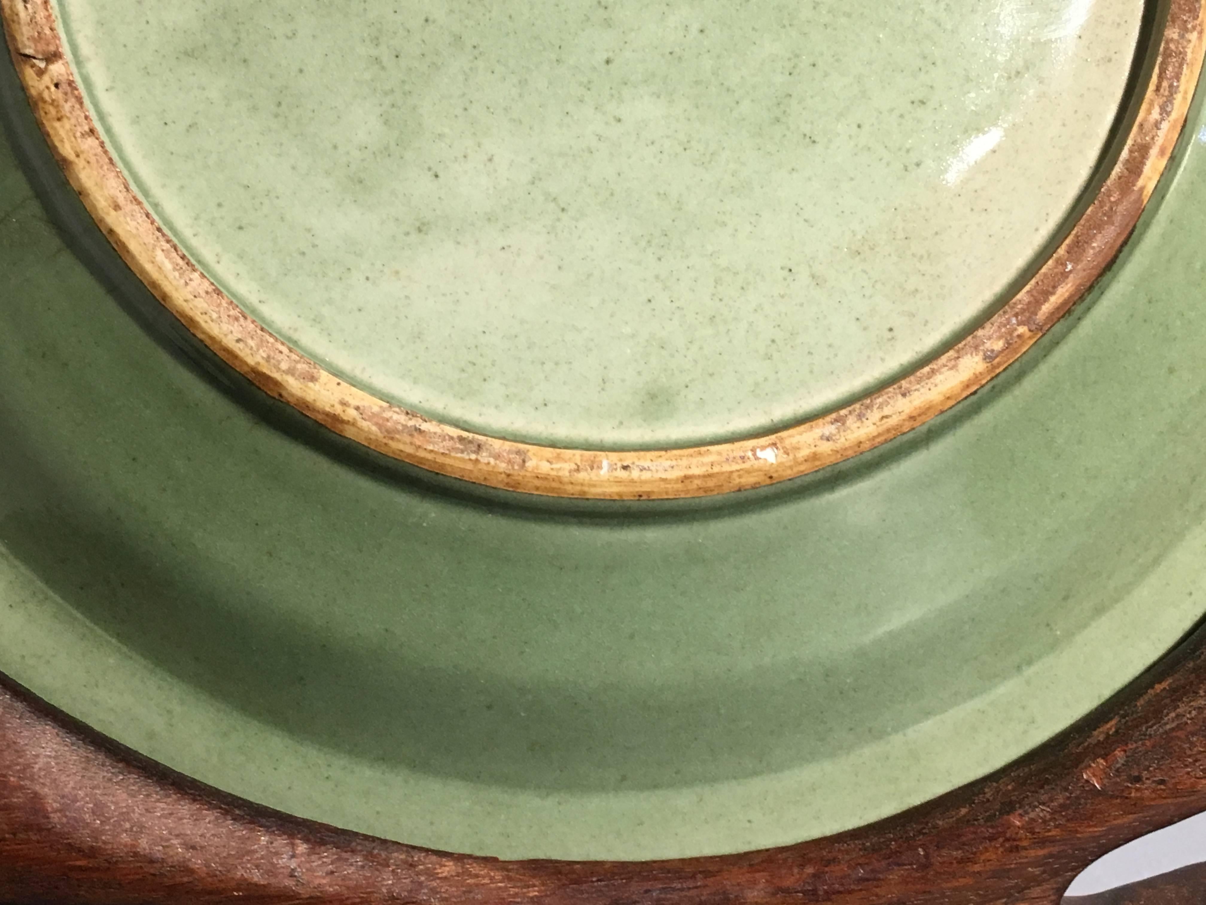 Chinese Celadon Glazed Lotus Charger, Qing Dynasty, 18th Century For Sale 2