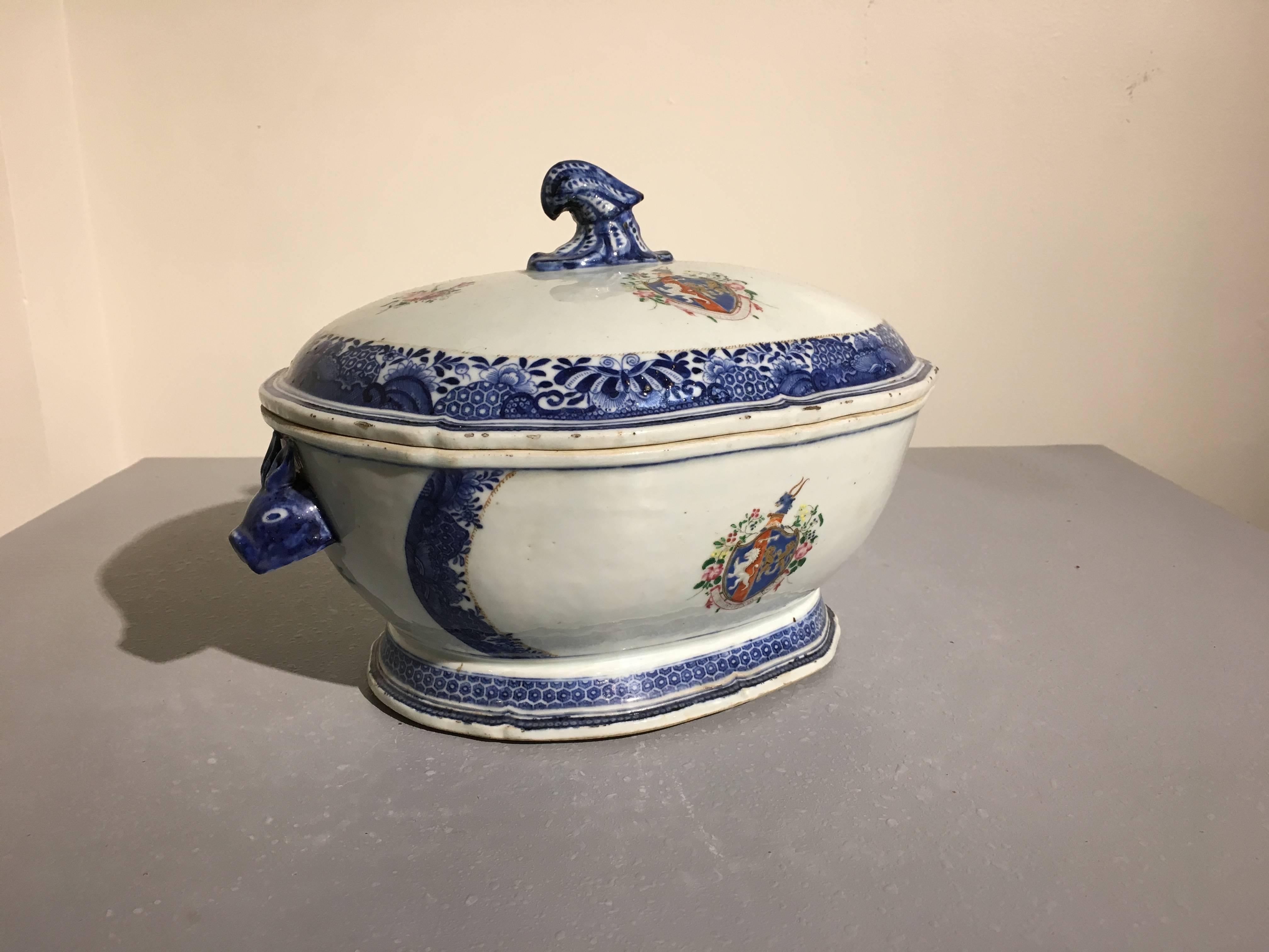 Late 18th Century 18th Century Chinese Export Porcelain Armorial Tureen