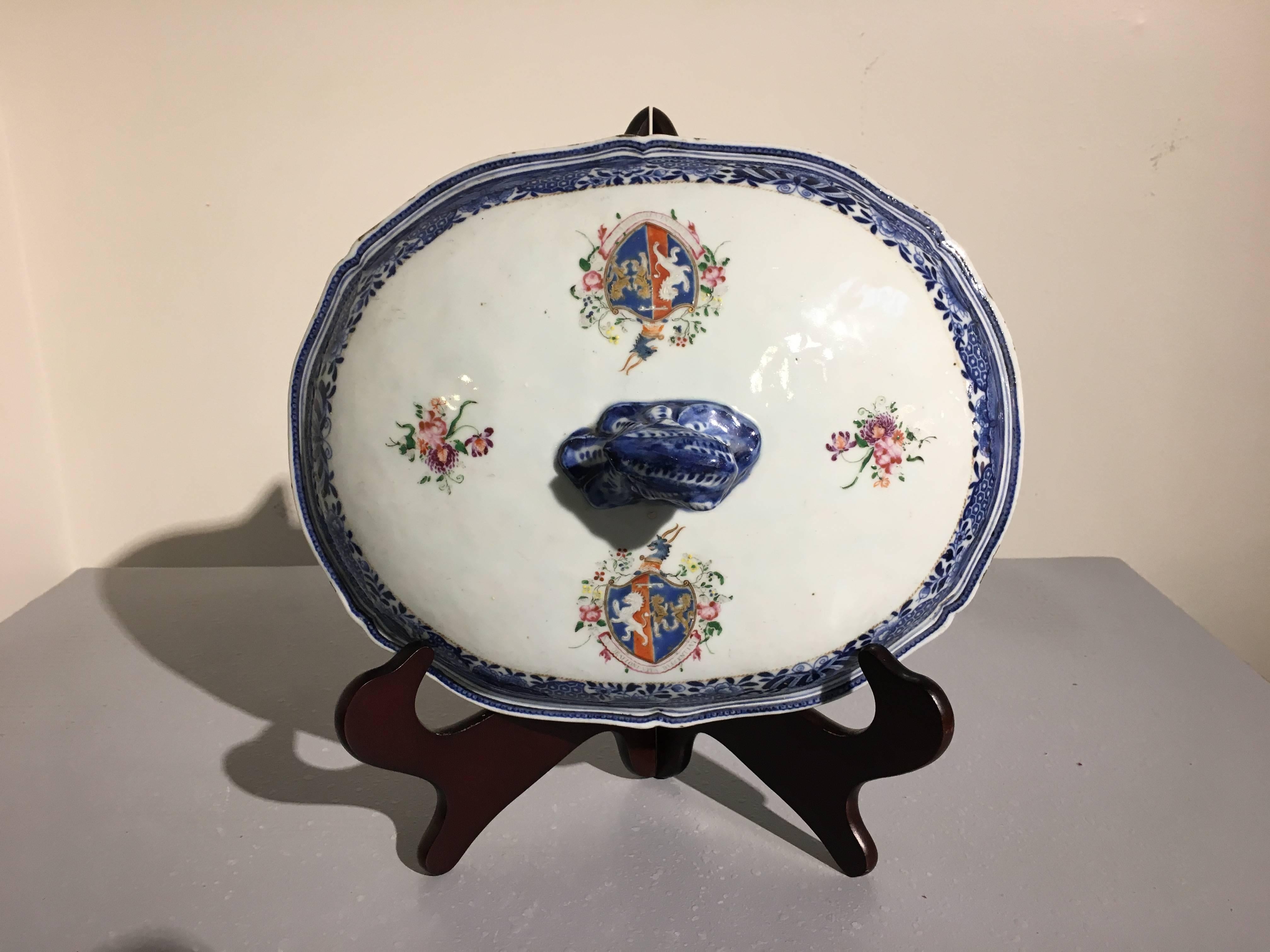 18th Century Chinese Export Porcelain Armorial Tureen 1