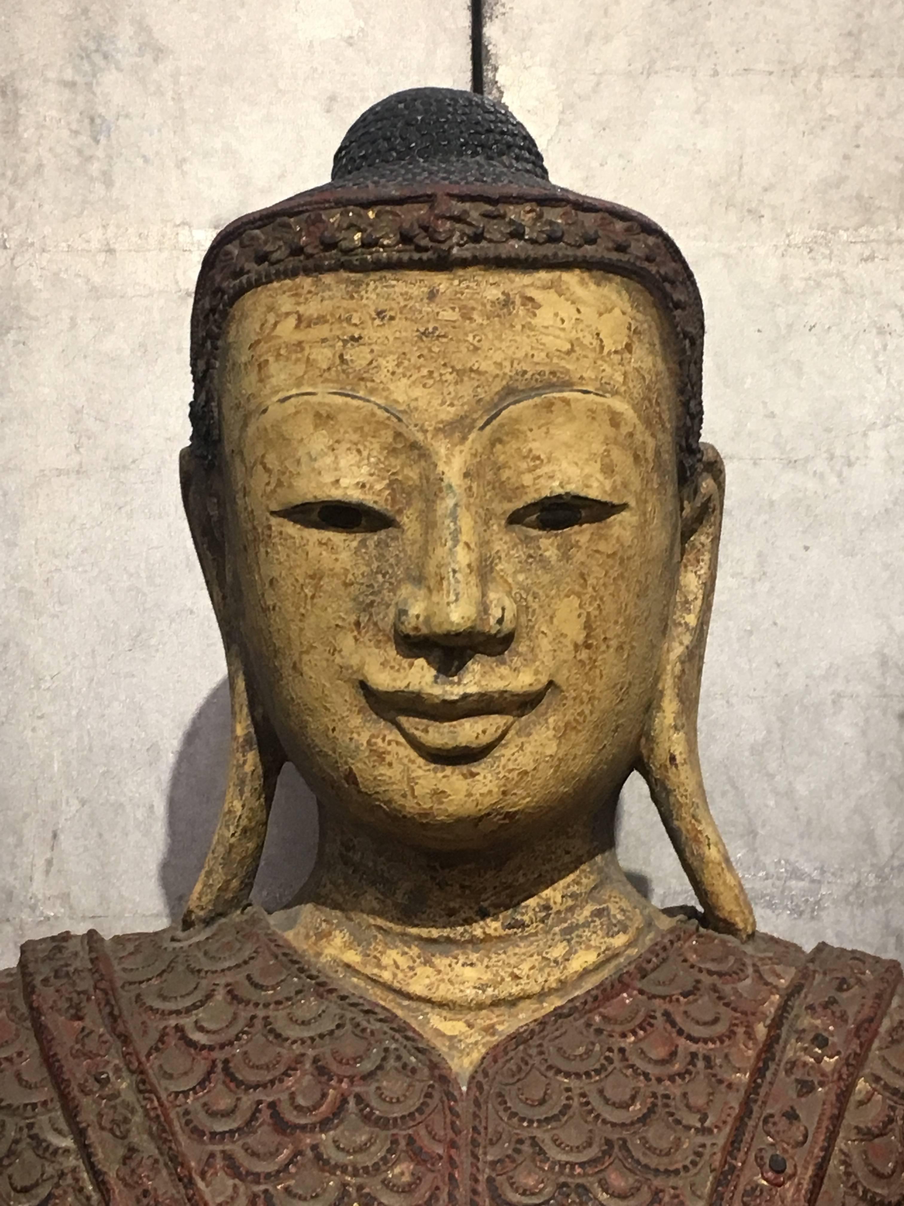 Life-Sized Burmese Dry Lacquer Buddha in Royal Attire, Early 20th Century 2
