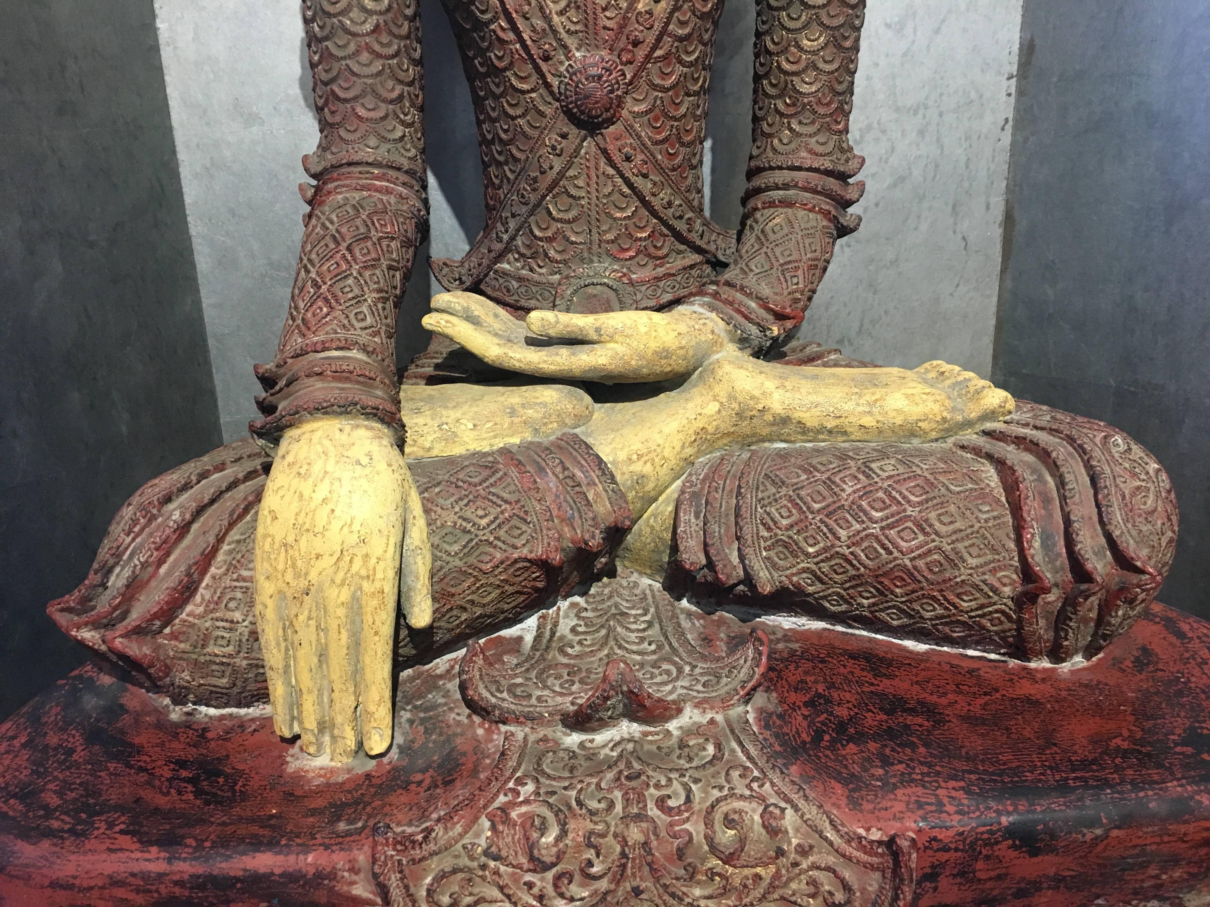Life-Sized Burmese Dry Lacquer Buddha in Royal Attire, Early 20th Century 4