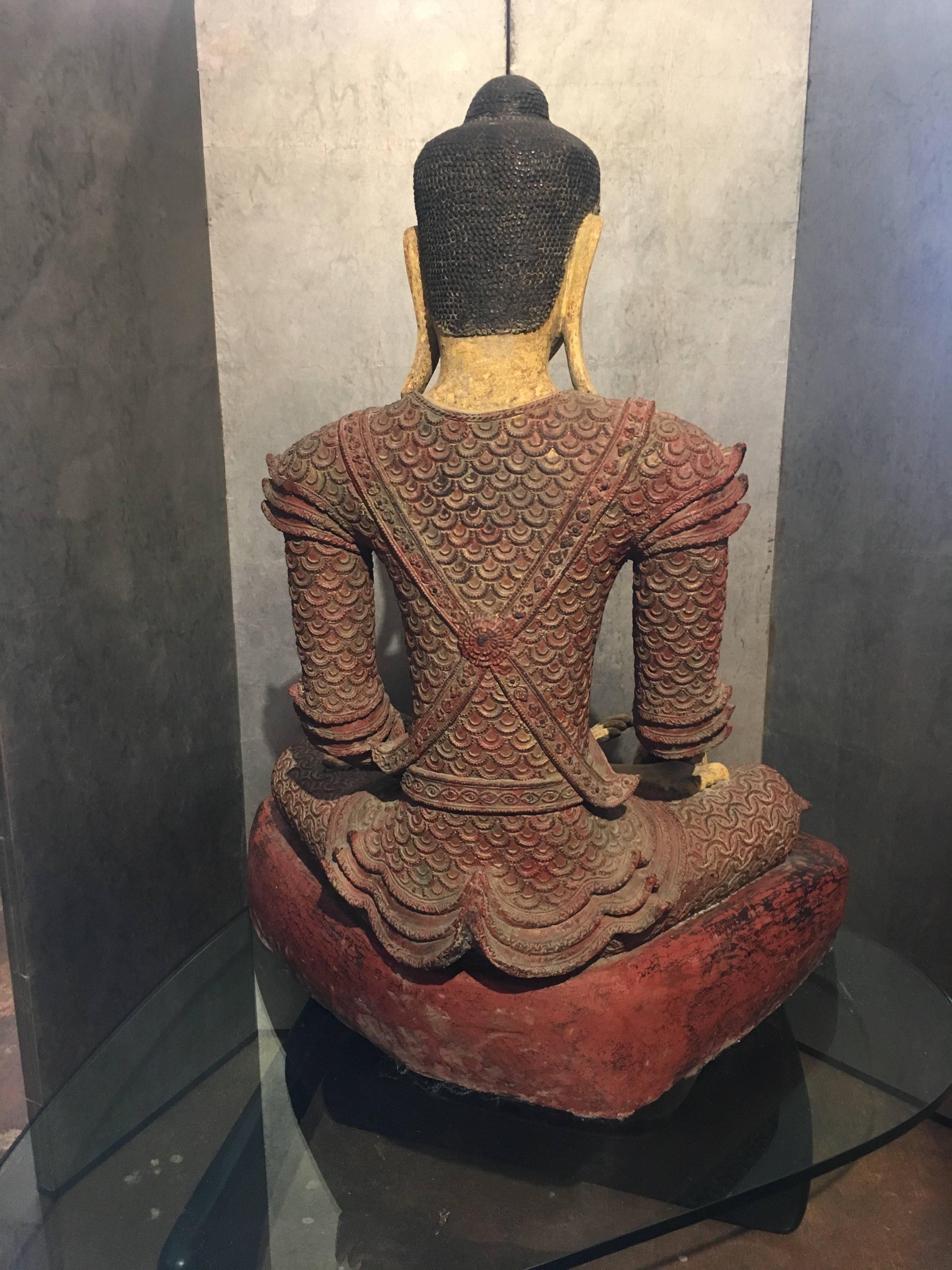 Life-Sized Burmese Dry Lacquer Buddha in Royal Attire, Early 20th Century In Good Condition In Austin, TX