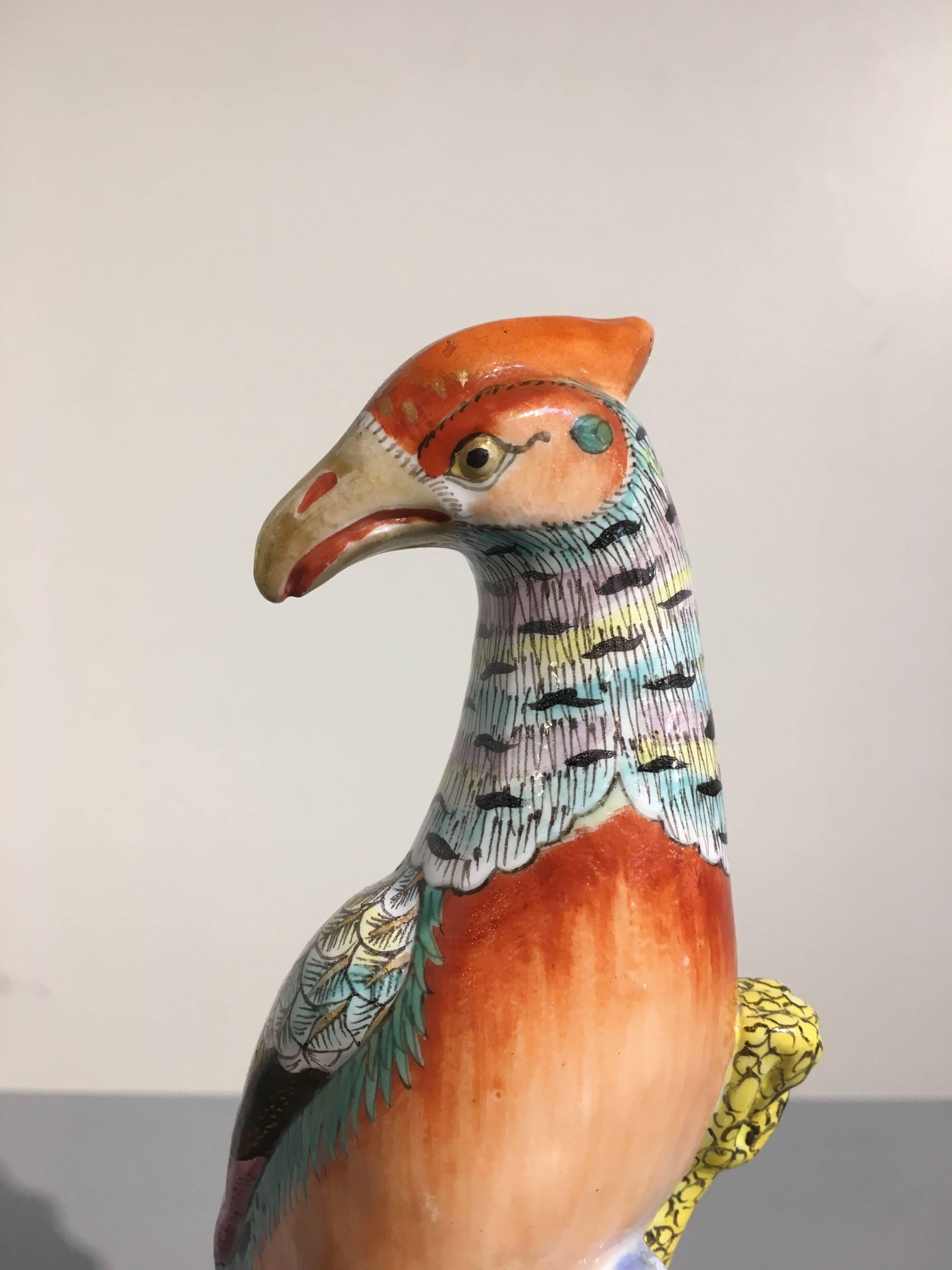 Porcelain Chinese Export Famille Rose Pheasant With Ormolu Mounts, Late 19th Century For Sale