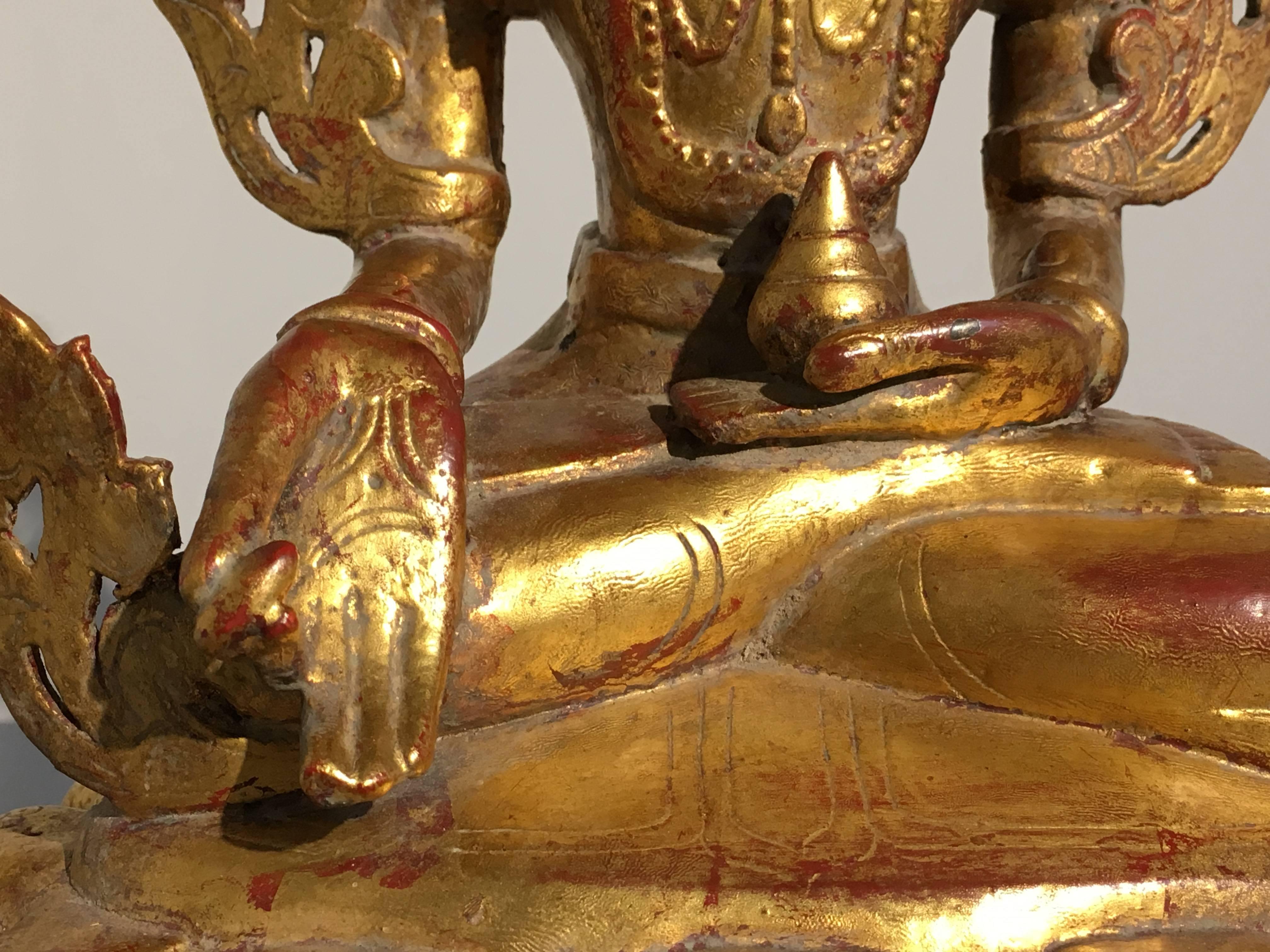 Burmese Arakan Lacquered and Gilt Bronze Healing Buddha, 18th Century For Sale 3