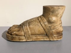 Grand Tour Carved Marble Model of a Roman Sandaled Foot, Late 19th Century