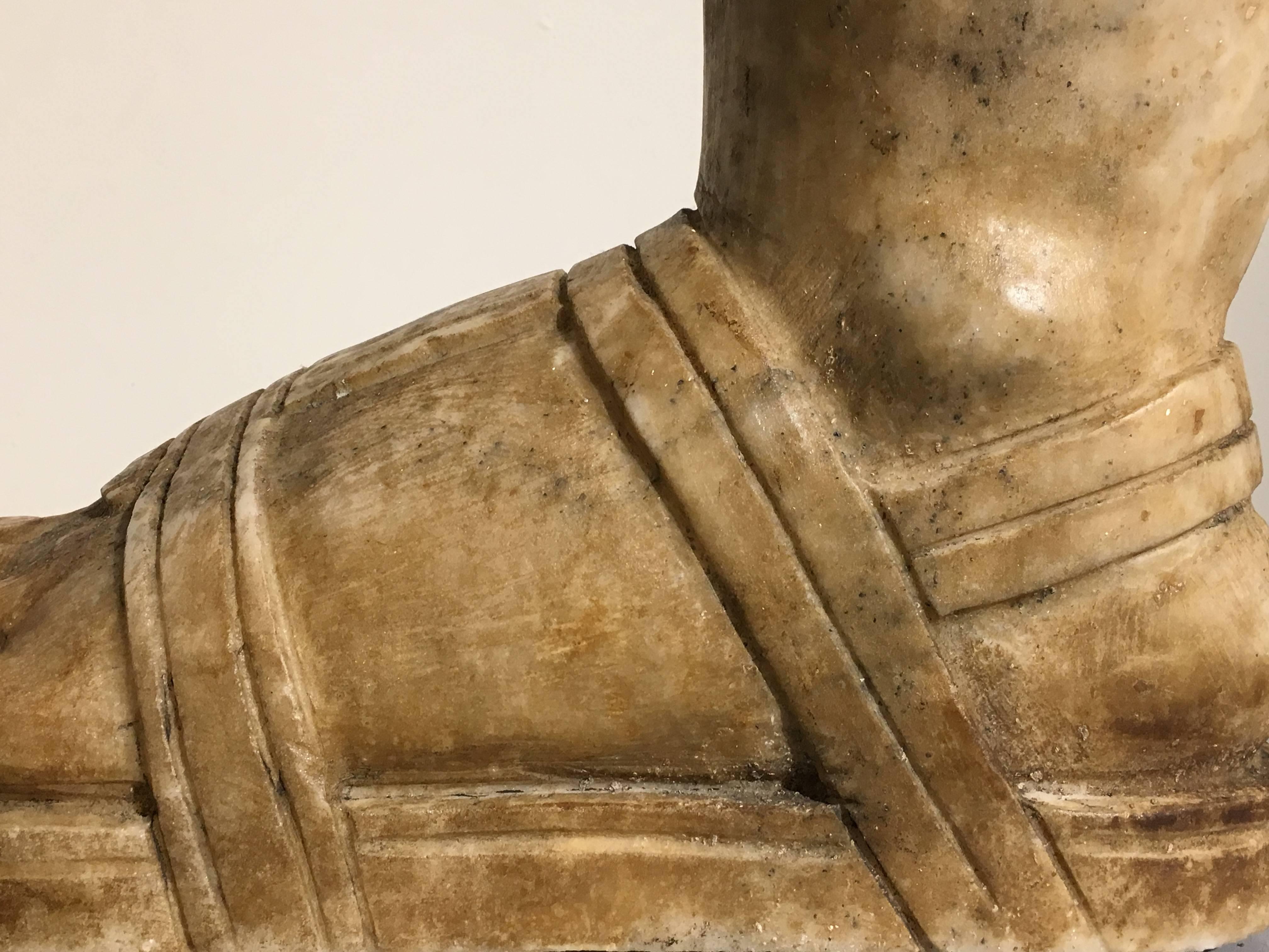 Grand Tour Carved Marble Model of a Roman Sandaled Foot, Late 19th Century 1