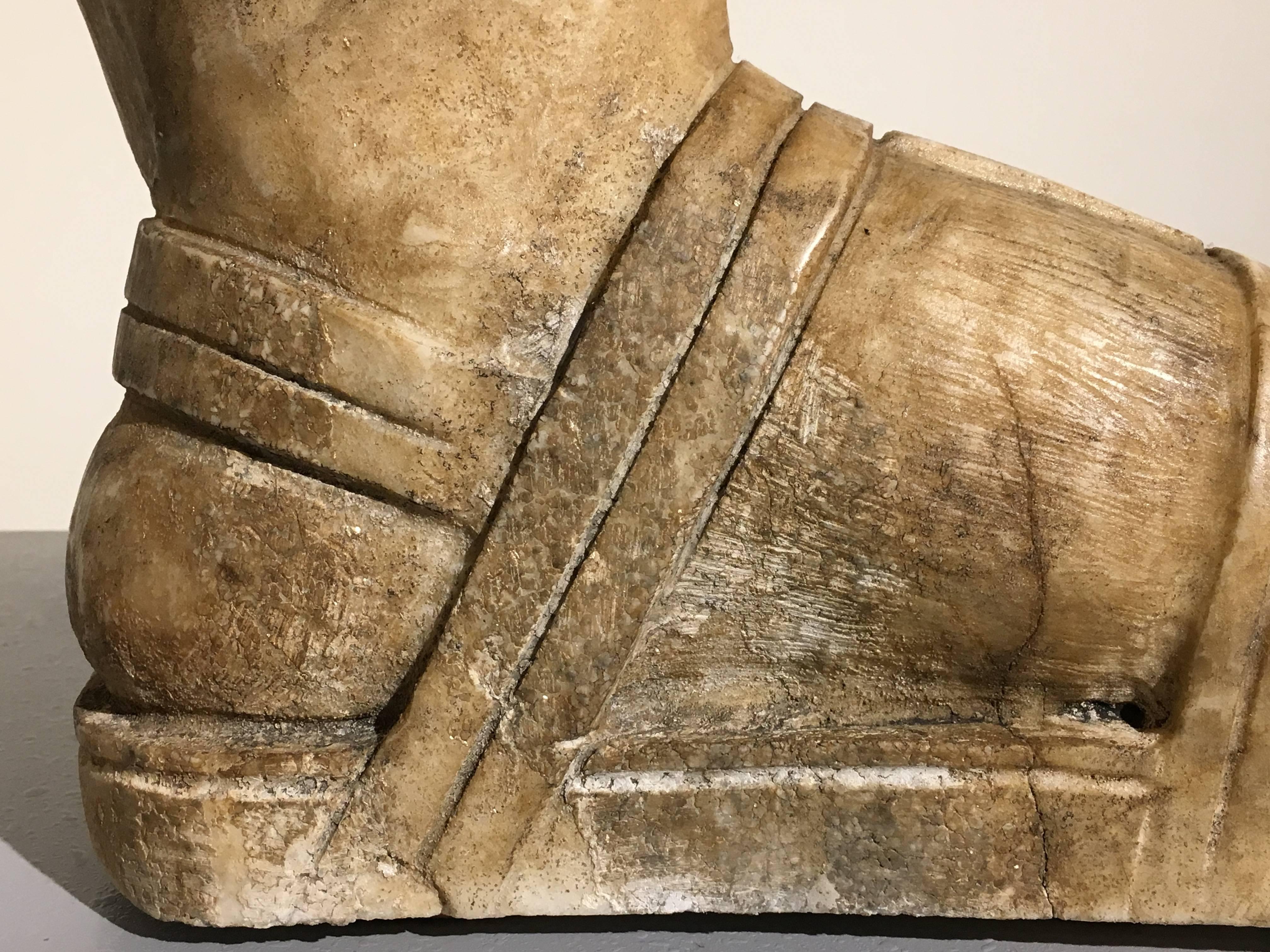 Grand Tour Carved Marble Model of a Roman Sandaled Foot, Late 19th Century 2