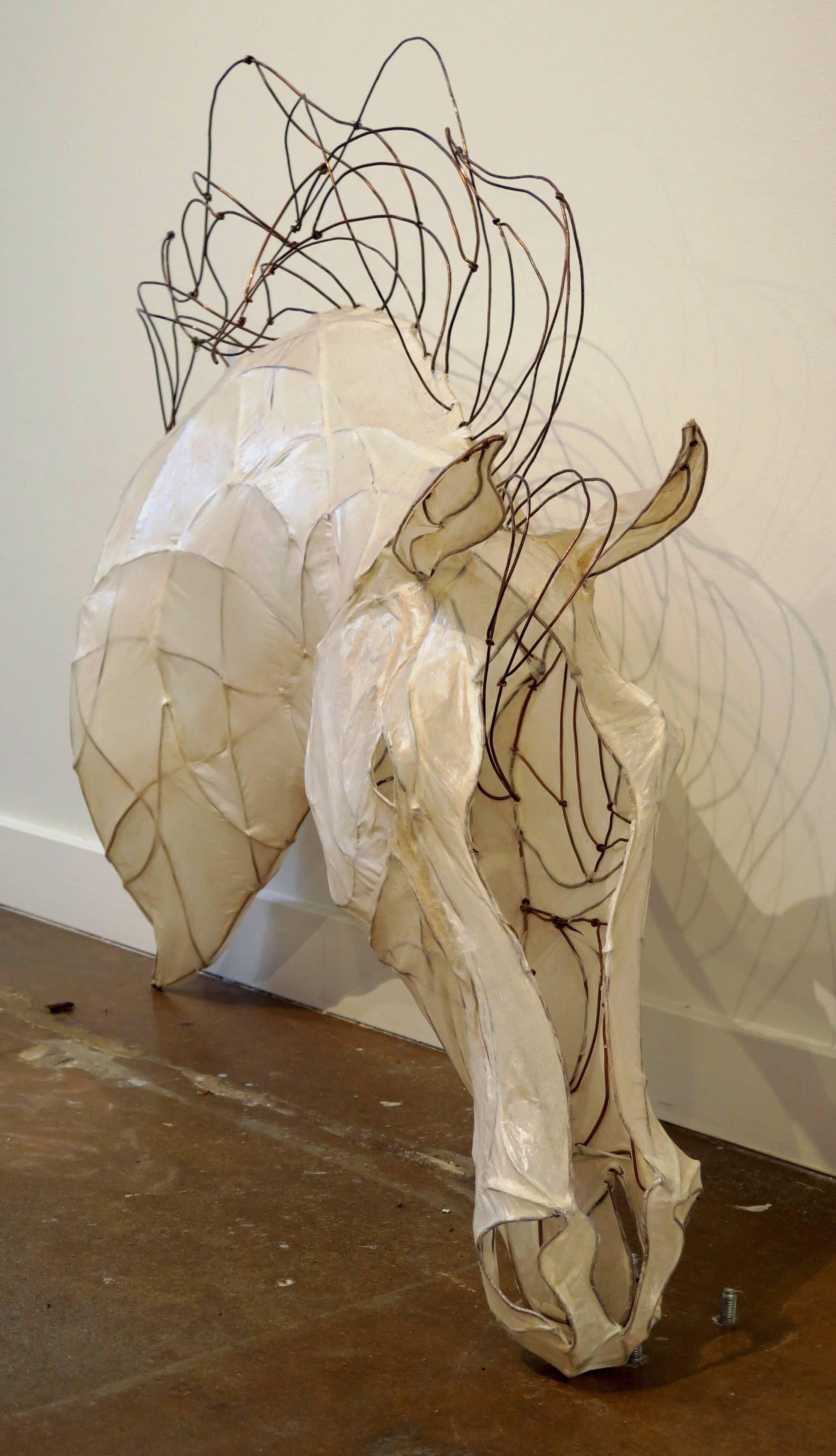 American 21st Century Wire and Glazed Paper Horse Head Sculpture by Kris Mongene
