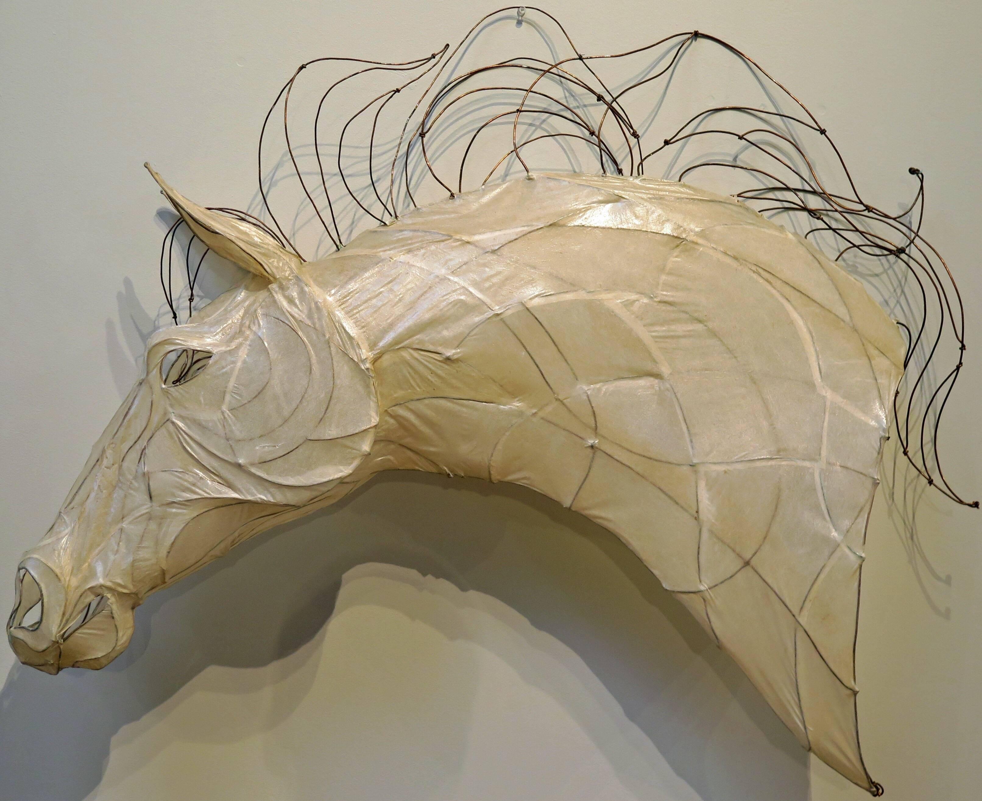 21st Century Wire and Glazed Paper Horse Head Sculpture by Kris Mongene In Excellent Condition In Austin, TX