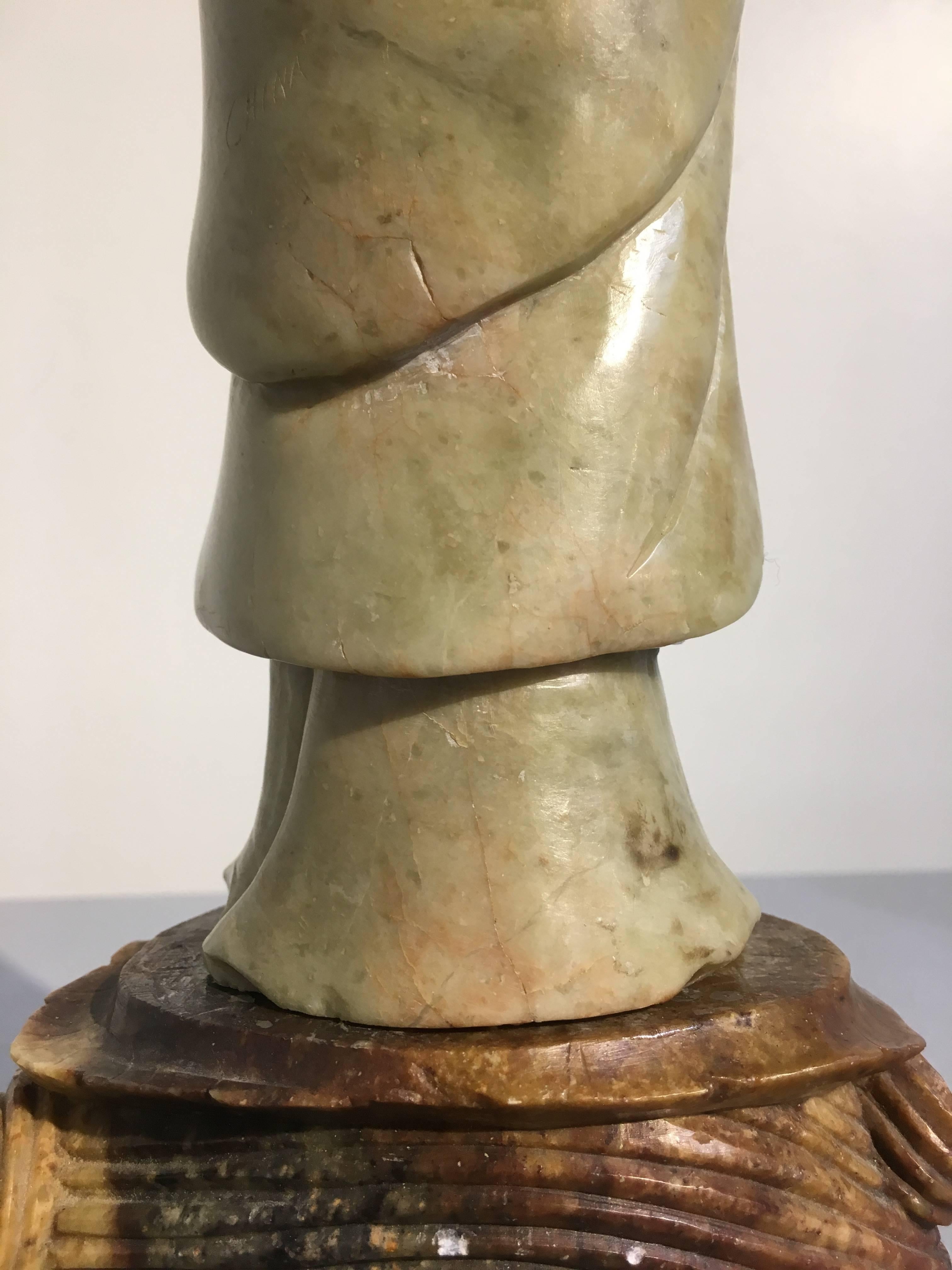 Chinese Republic Period Carved Soapstone Guanyin, Early 20th Century 3