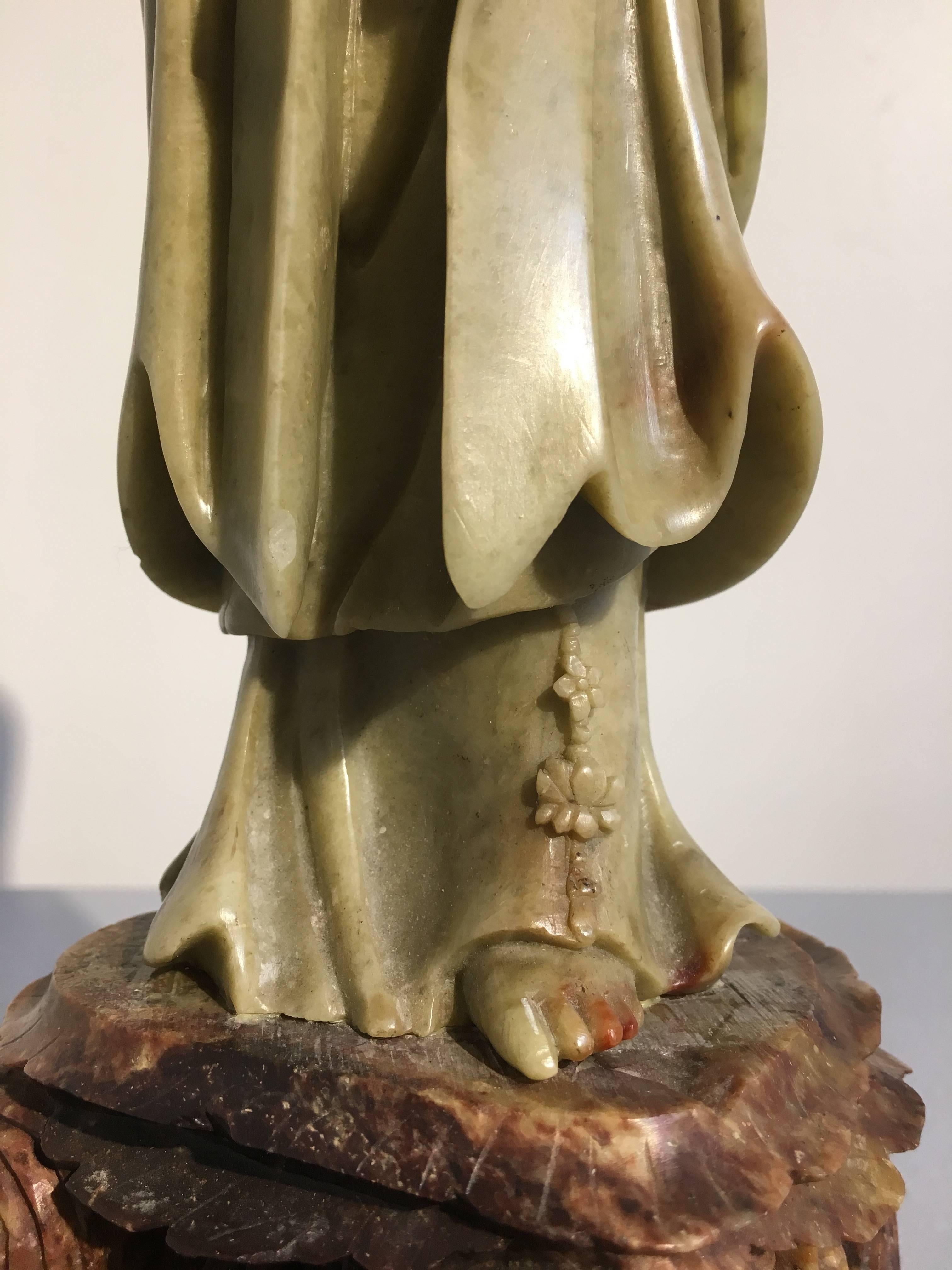 Chinese Republic Period Carved Soapstone Guanyin, Early 20th Century 2