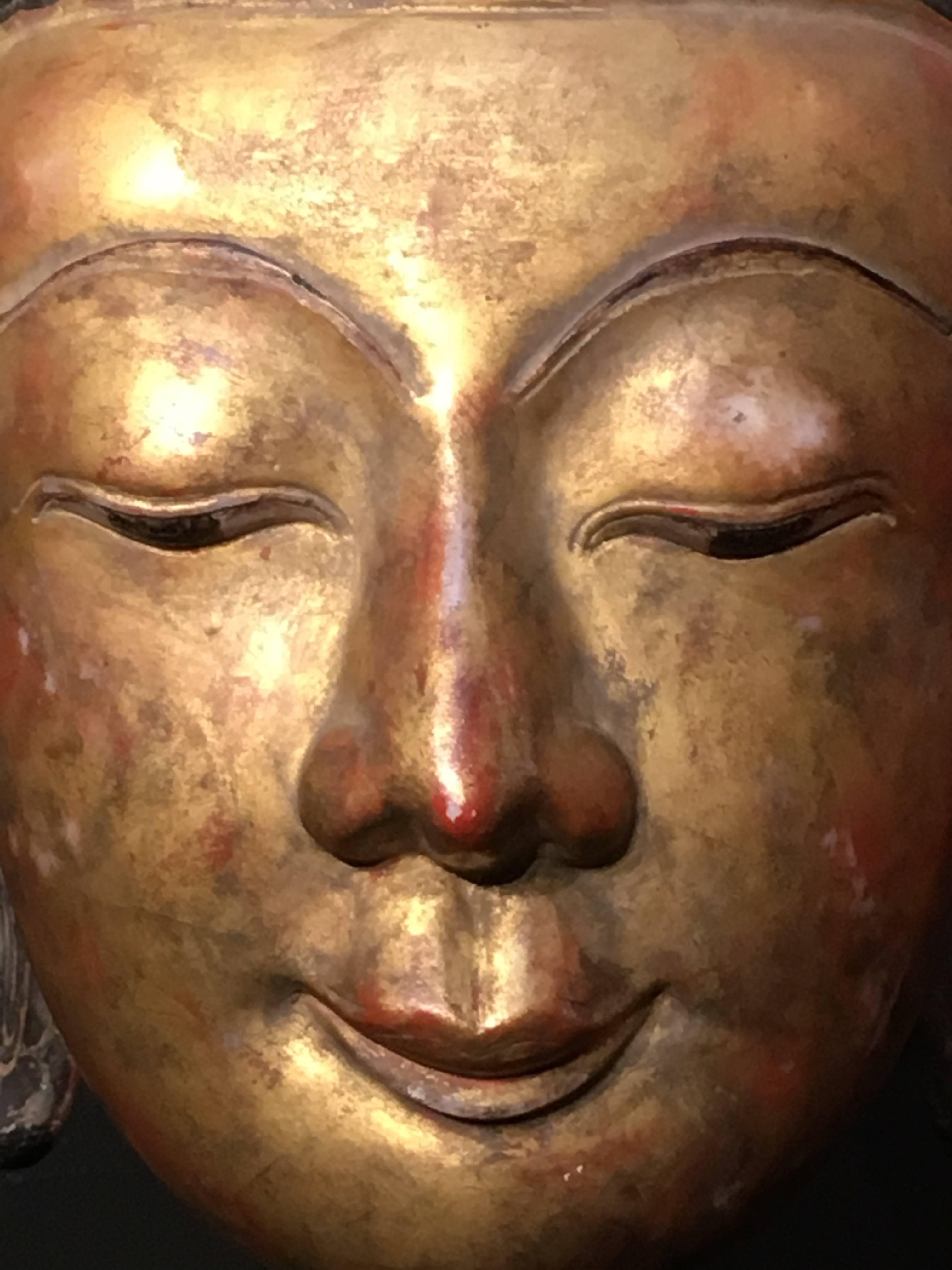 Monumental Burmese Ava Style Marble Head of the Buddha, 17th Century 5