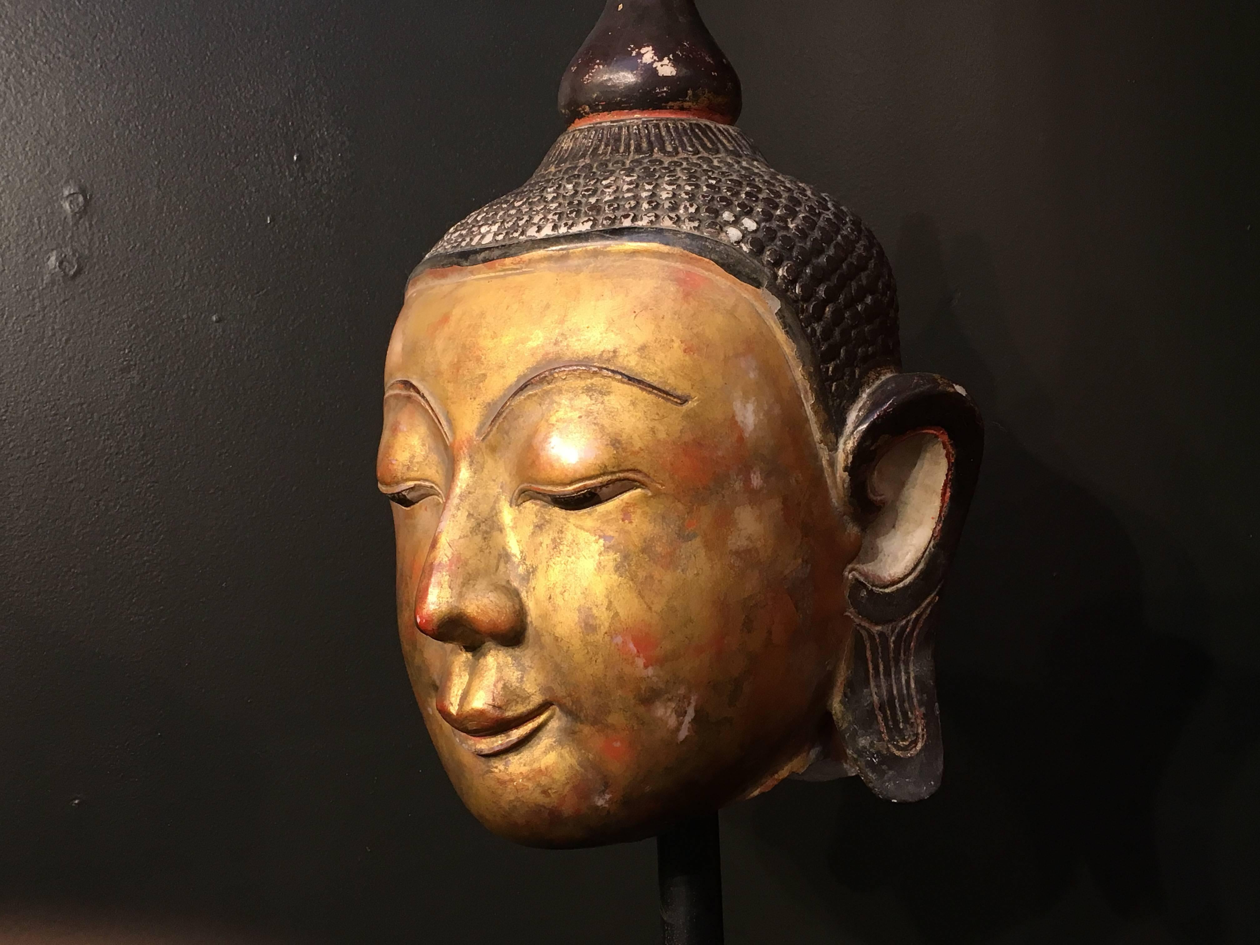 Monumental Burmese Ava Style Marble Head of the Buddha, 17th Century 2