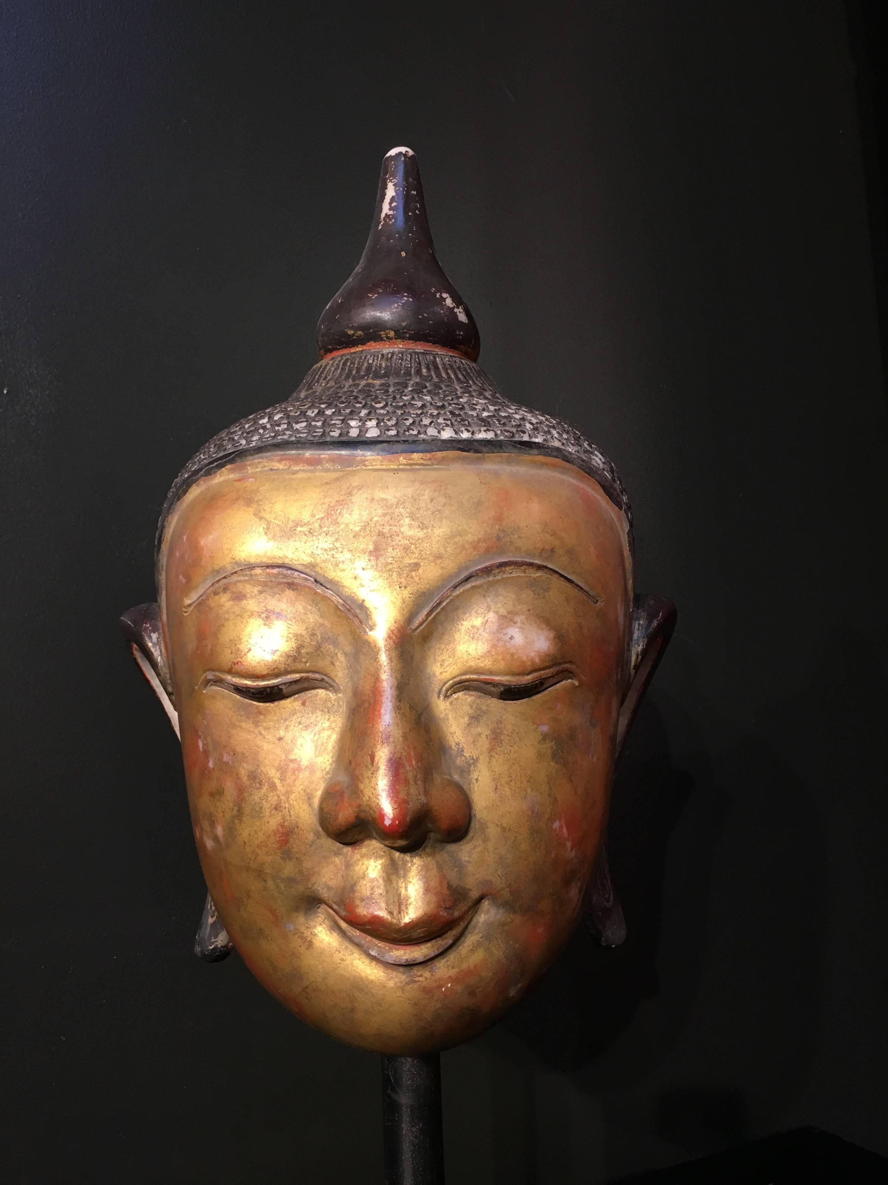 Monumental Burmese Ava Style Marble Head of the Buddha, 17th Century 3