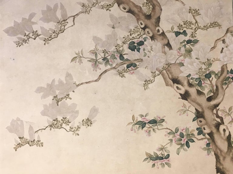 Modern Framed Chinese Hand-Painted Chinoiserie Wallpaper ...
