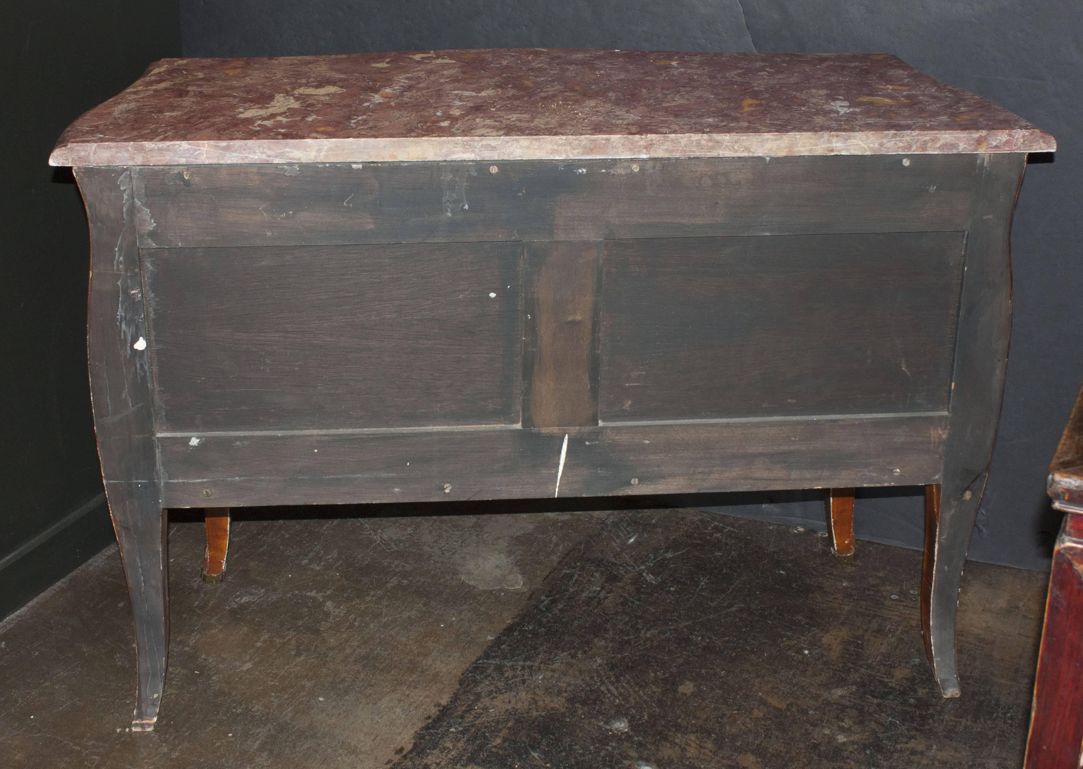 Marble 19th Century Louis XV Style Brown Lacquer Chinoiserie Bronze-Mounted Commode For Sale
