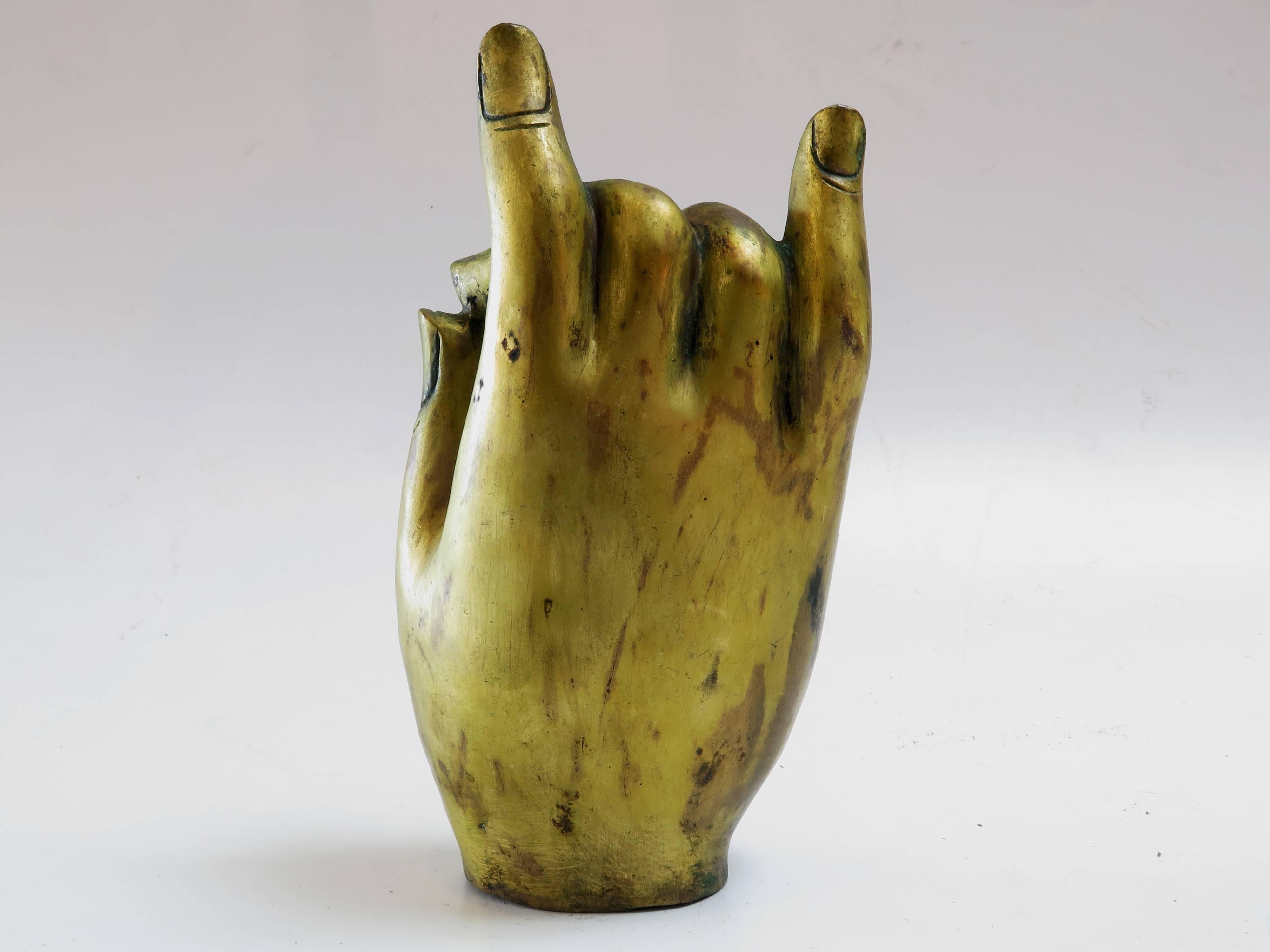 Antique Tibetan Gilt Bronze Hand of a Bodhisattva In Excellent Condition In Austin, TX