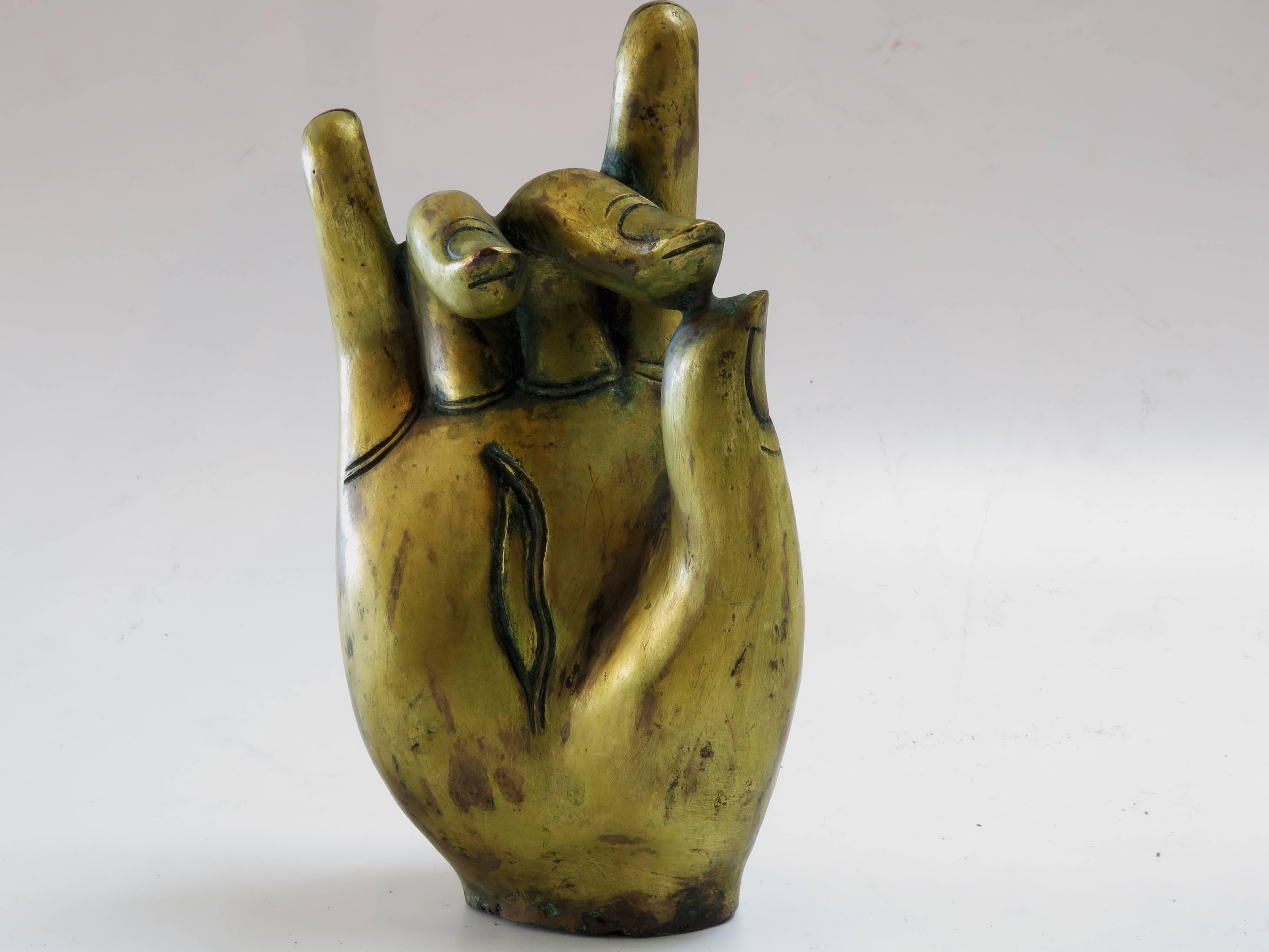 Antique Tibetan Gilt Bronze Hand of a Bodhisattva 1