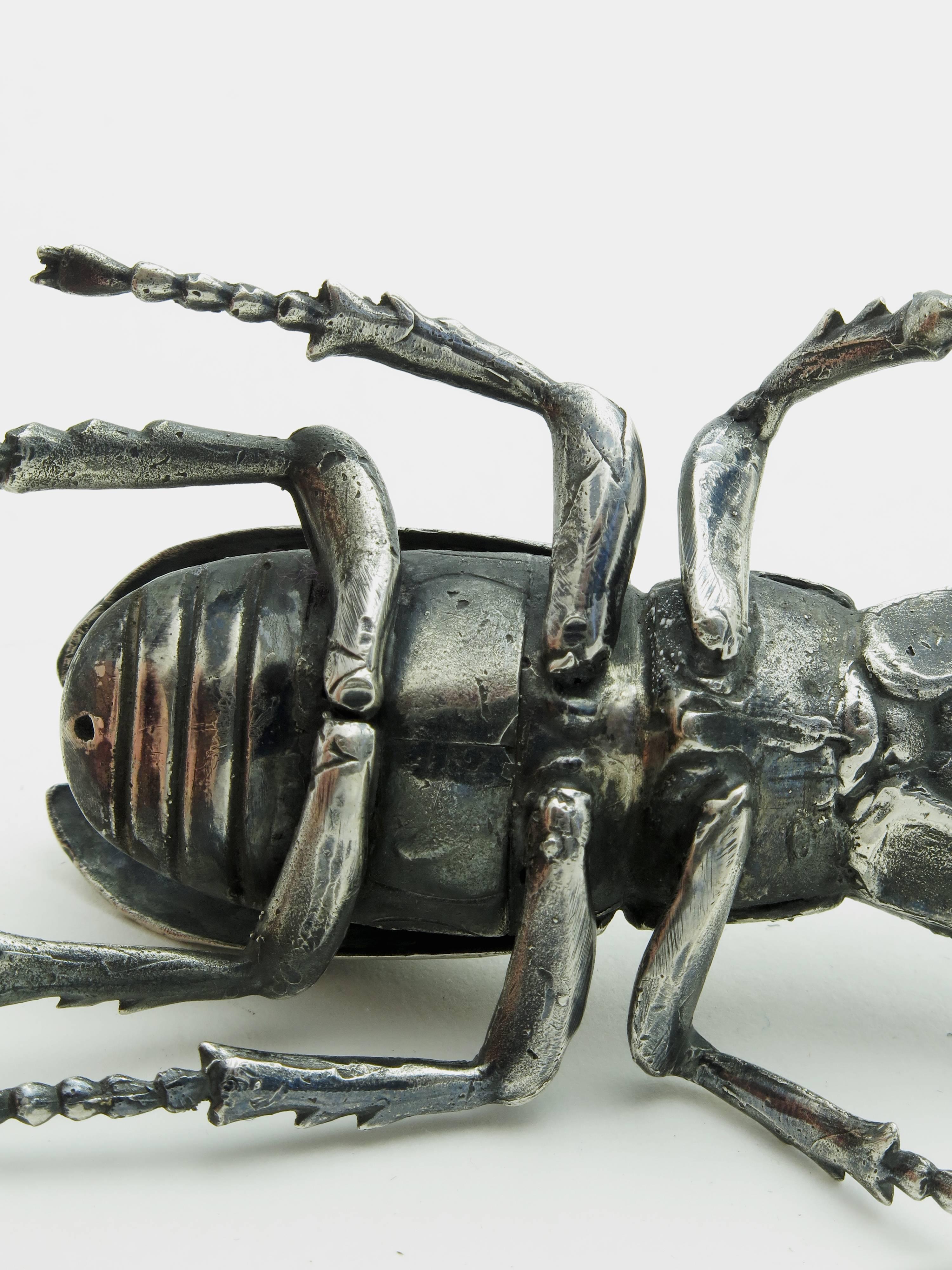 Post-Modern Collection of Silver Bugs Beetle, Mantis and Grass Hopper
