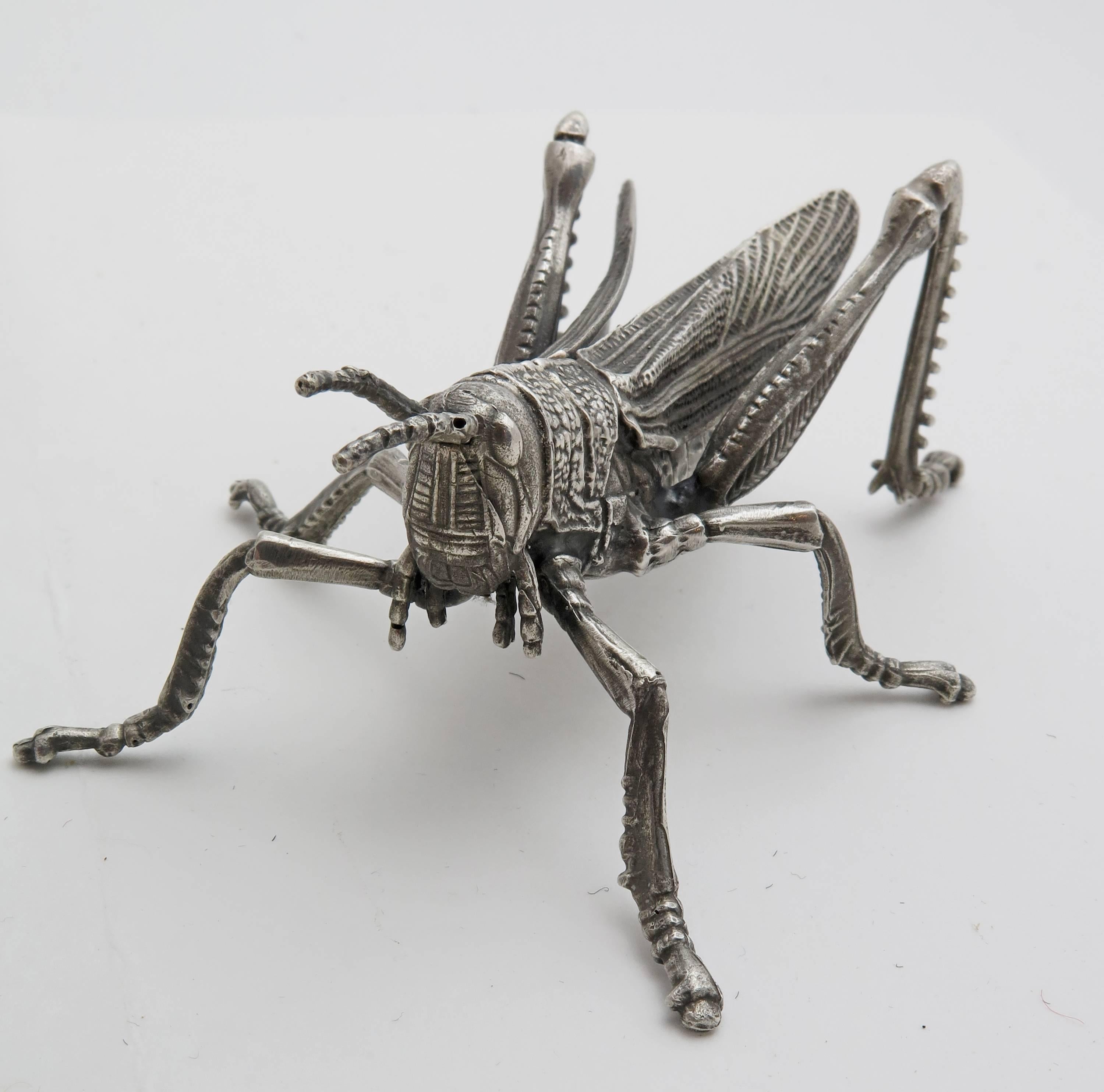 Italian Collection of Silver Bugs Beetle, Mantis and Grass Hopper